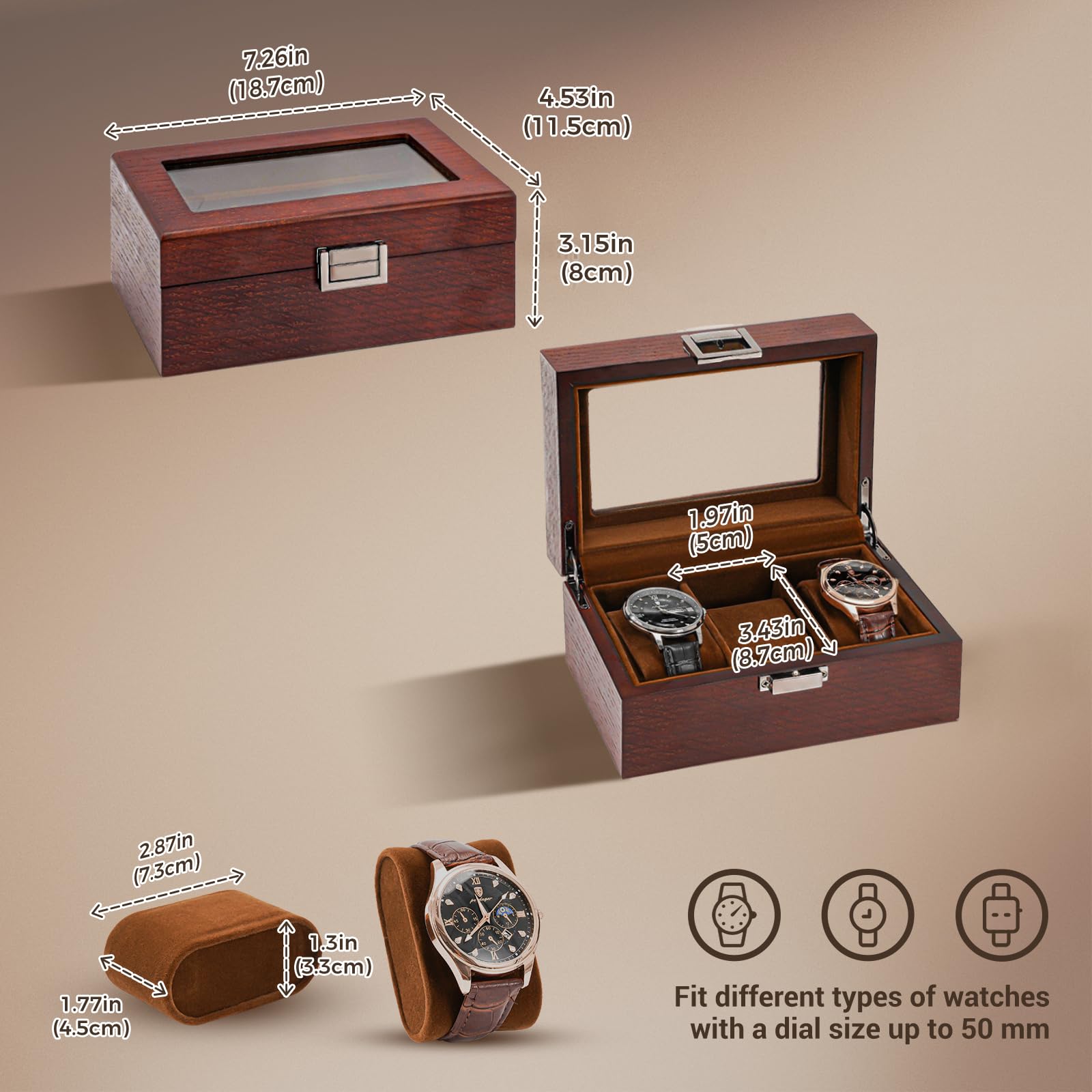 Watch Display & Storage Organizer with Glass Lid
