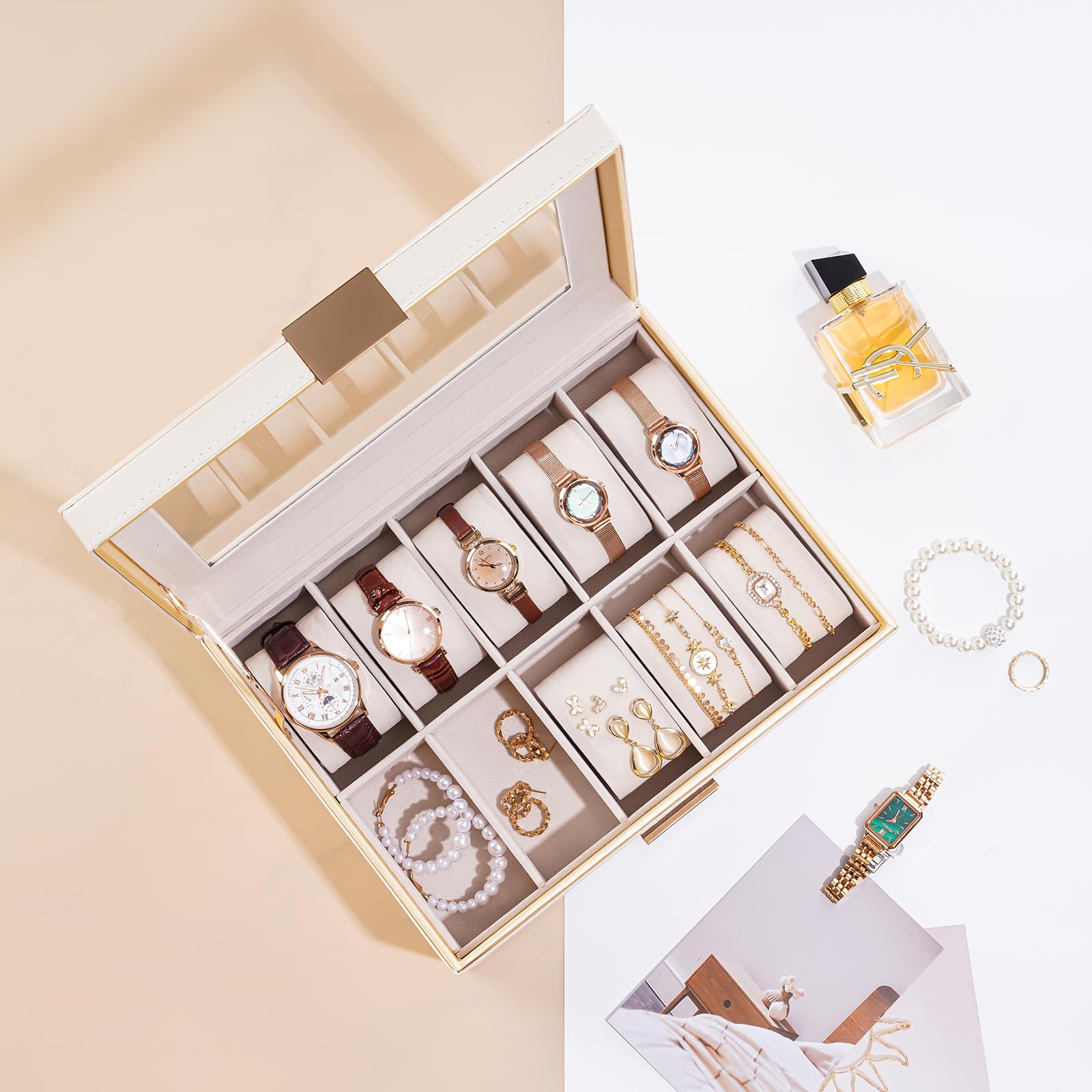 10 Slot Watch Display Case with Drawer