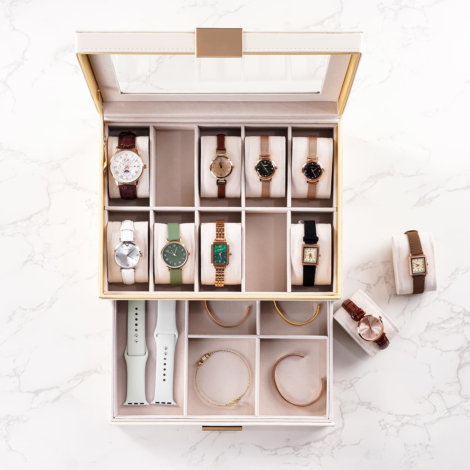 10 Slot Watch Display Case with Drawer