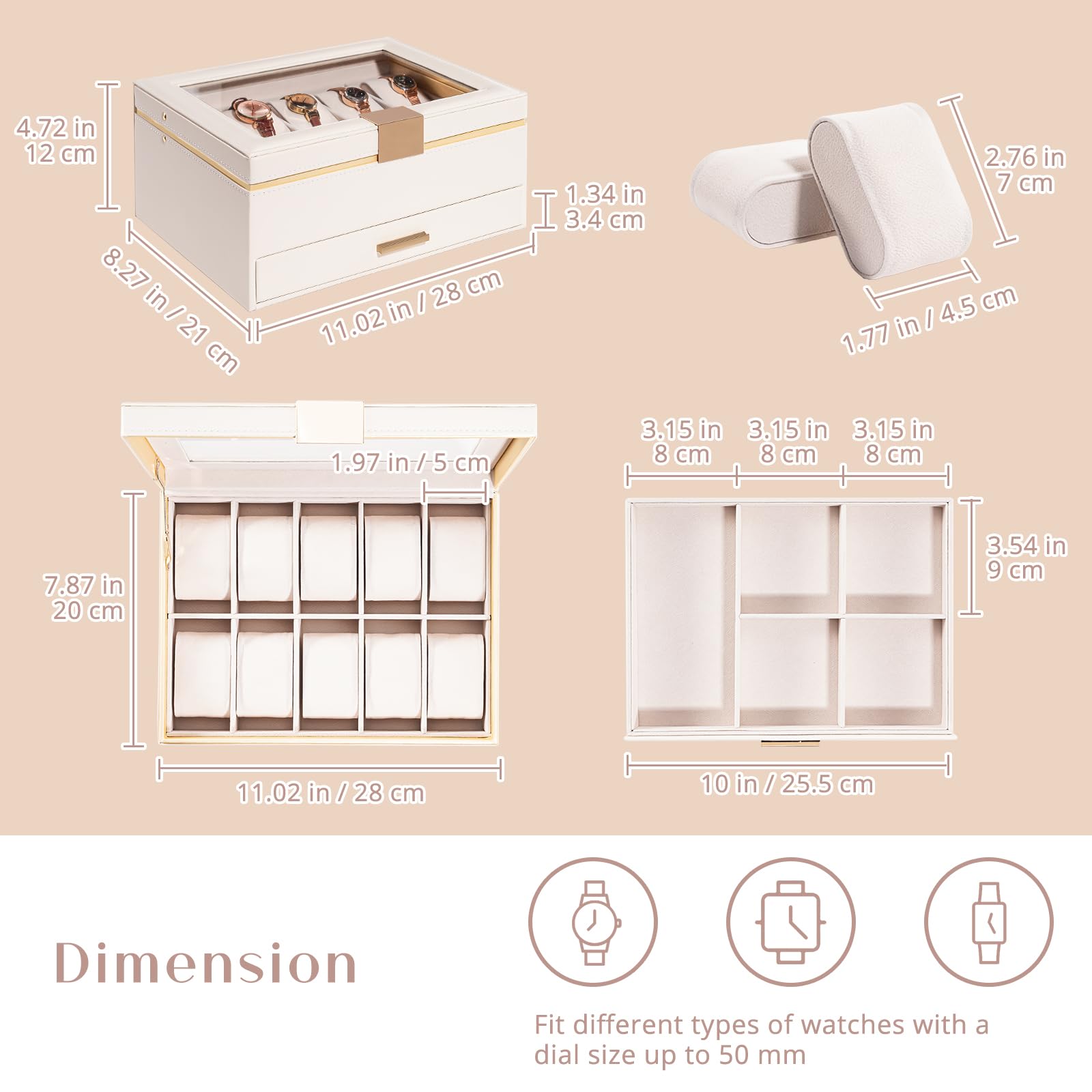 10 Slot Watch Display Case with Drawer