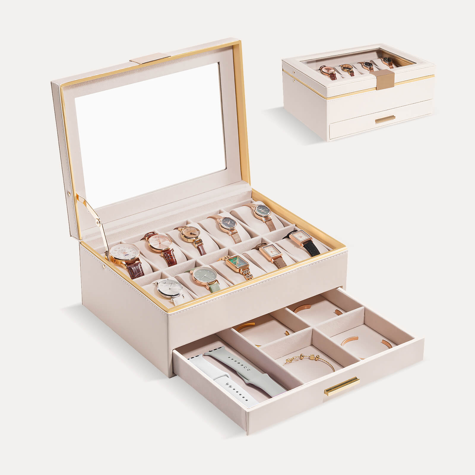 10 Slot Watch Display Case with Drawer