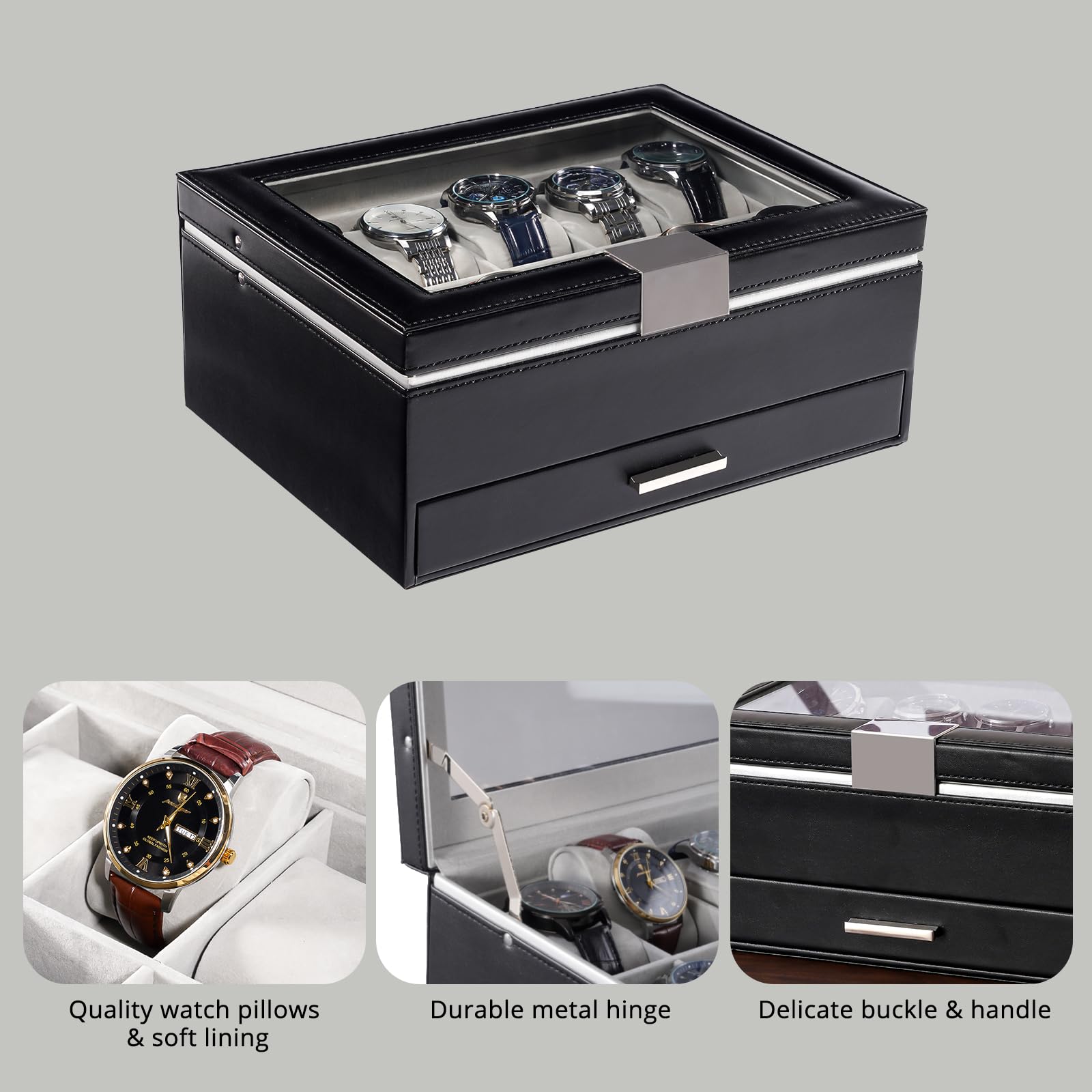 10 Slot Watch Display Case with Drawer