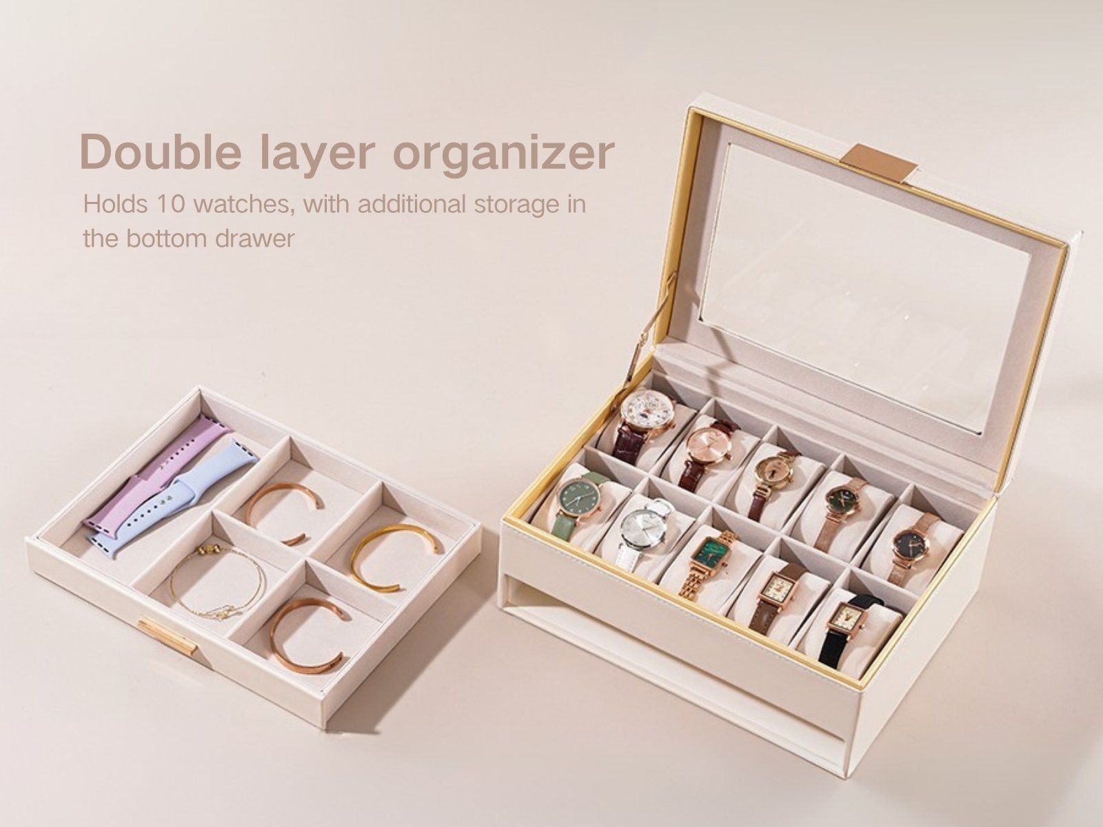 10 Slot Watch Display Case with Drawer