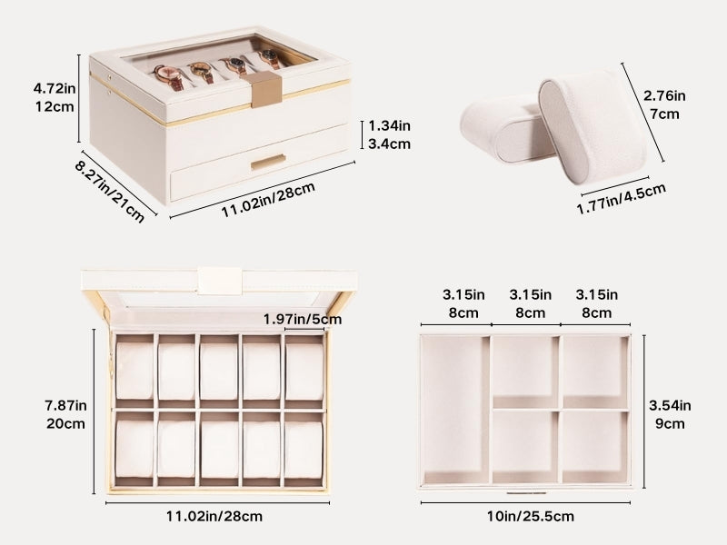 10 Slot Watch Display Case with Drawer