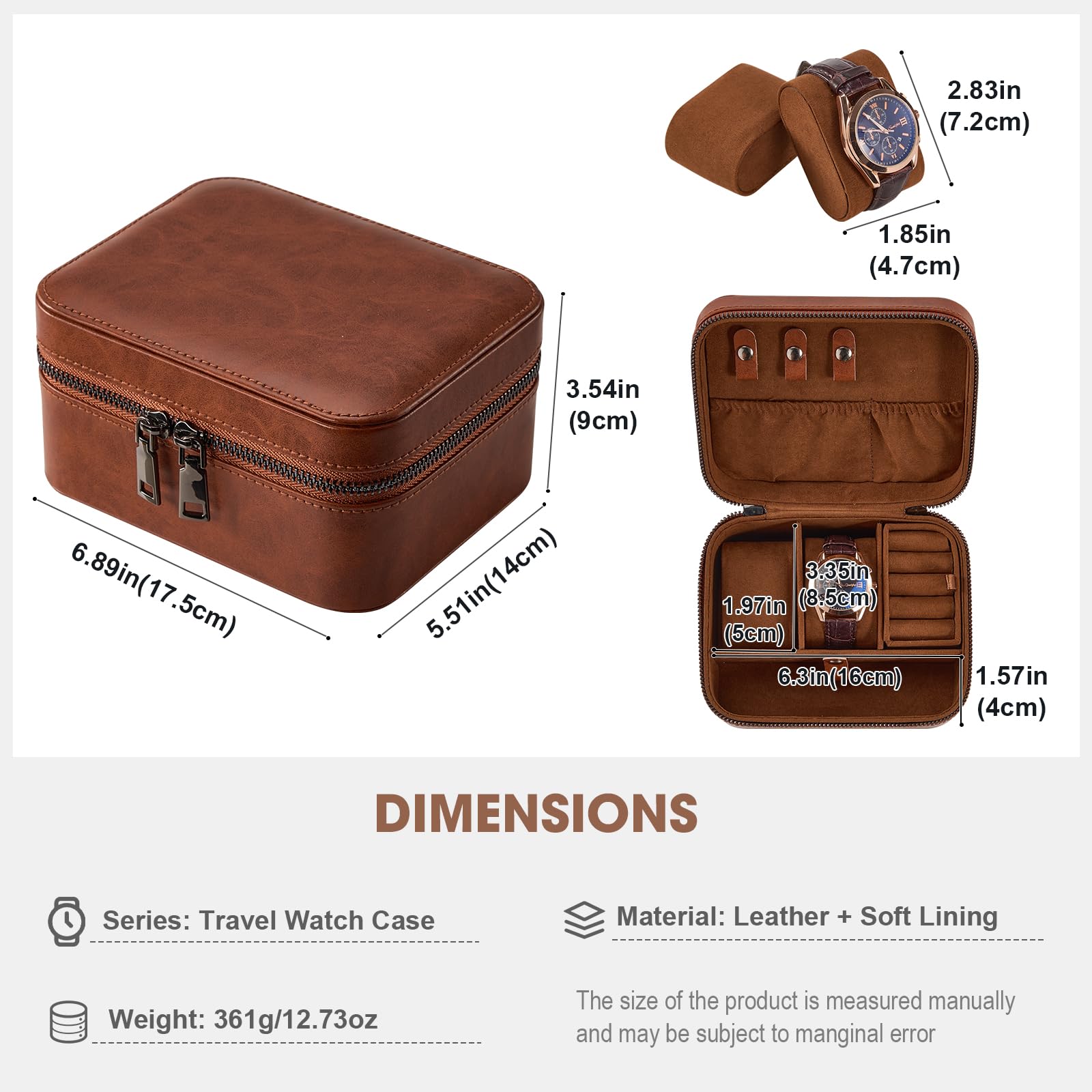 Portable PU Leather Travel Watches Case