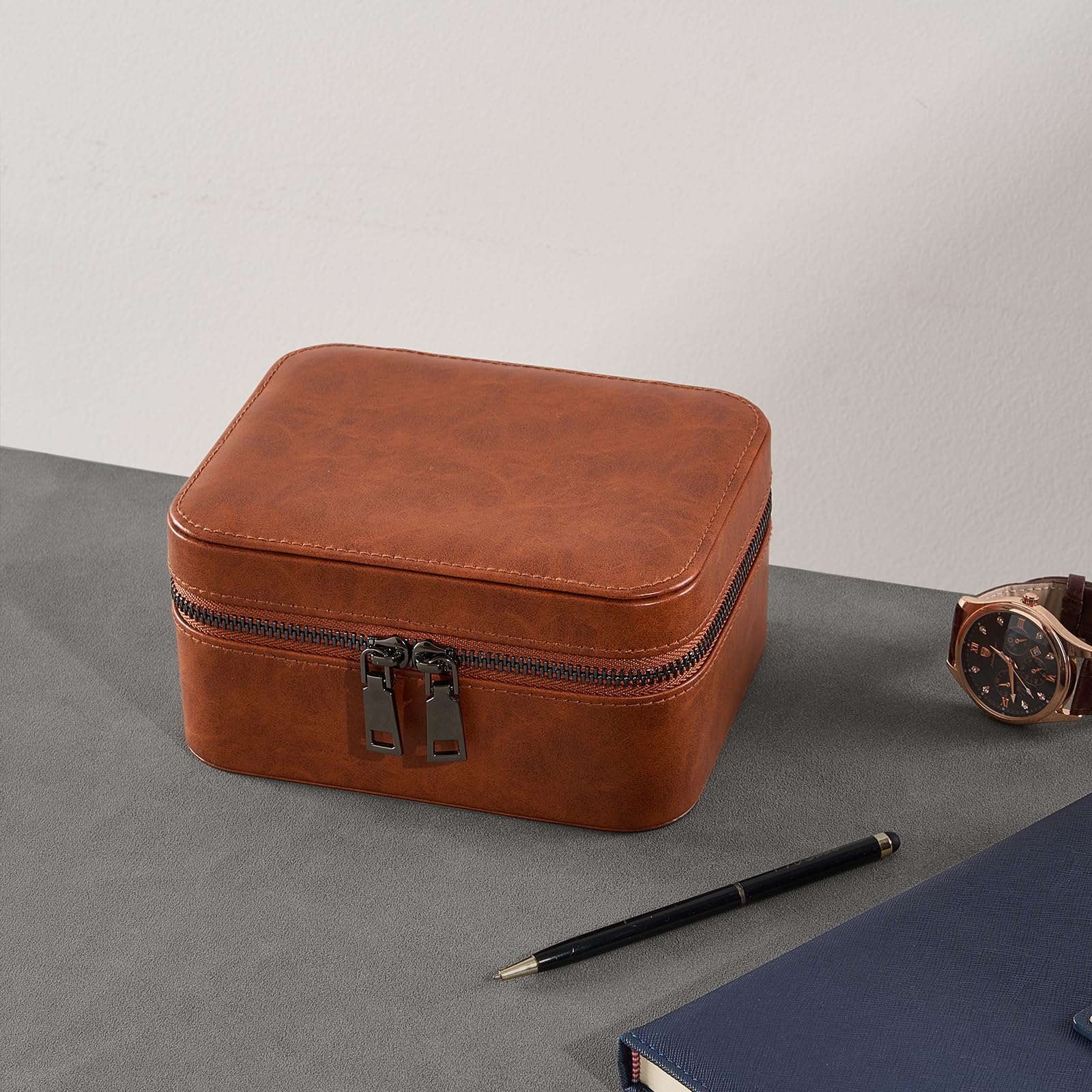 Portable PU Leather Travel Watches Case