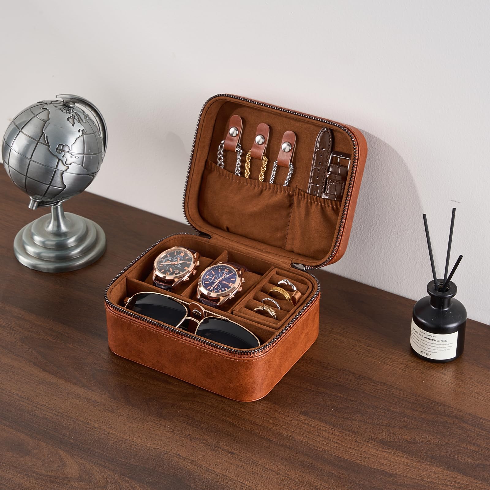 Portable PU Leather Travel Watches Case