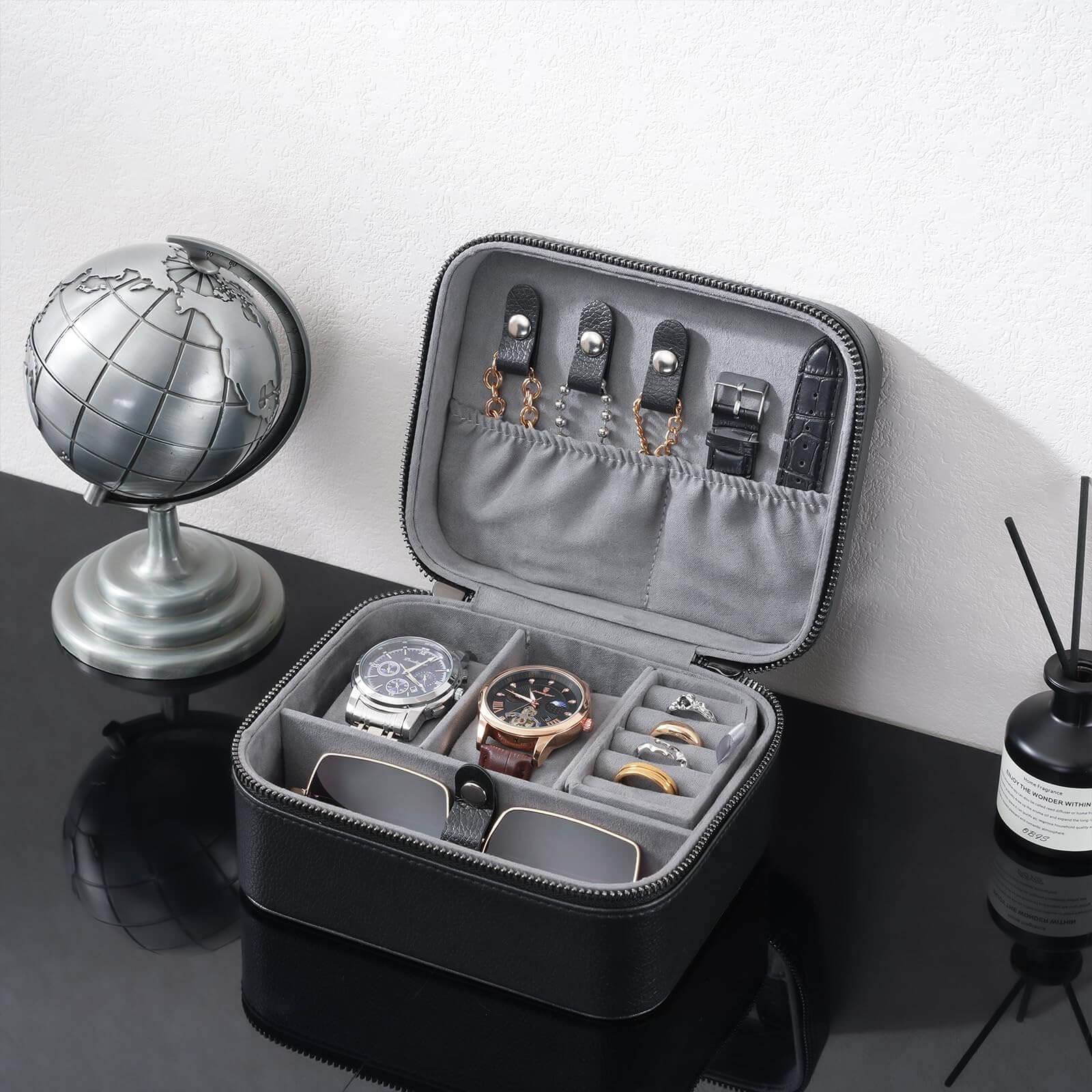 Portable PU Leather Travel Watches Case