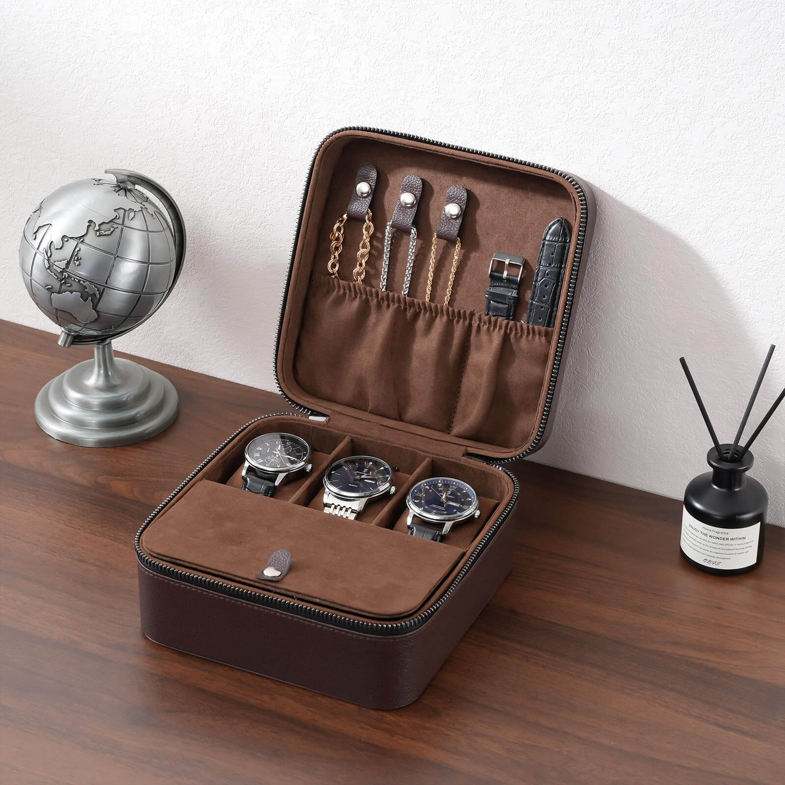 Portable PU Leather Travel Watches Case