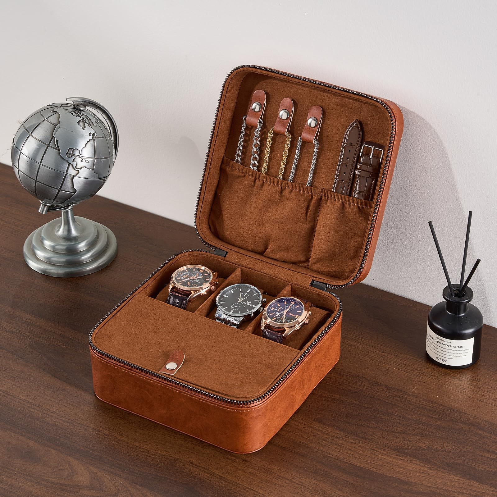 Portable PU Leather Travel Watches Case