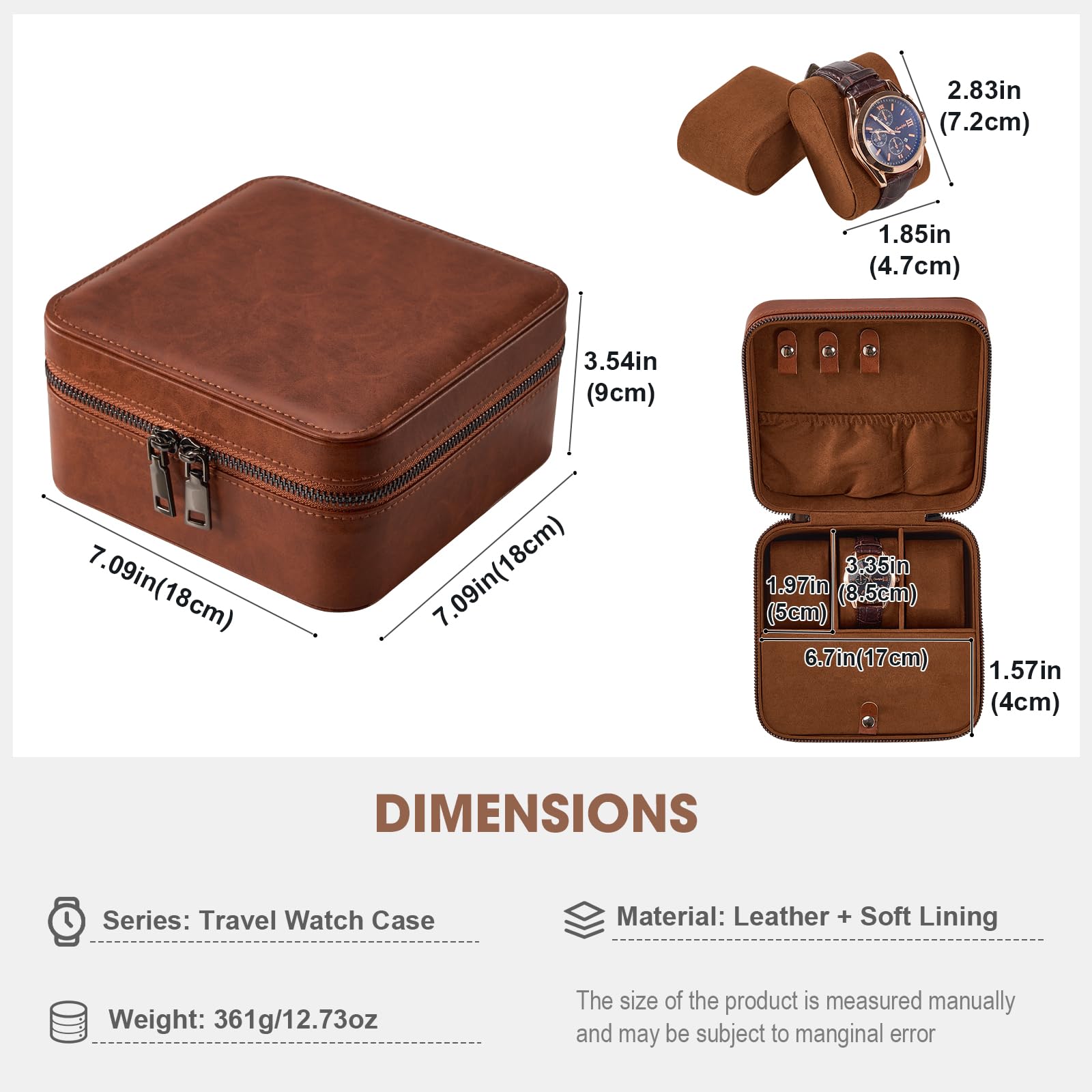 Portable PU Leather Travel Watches Case