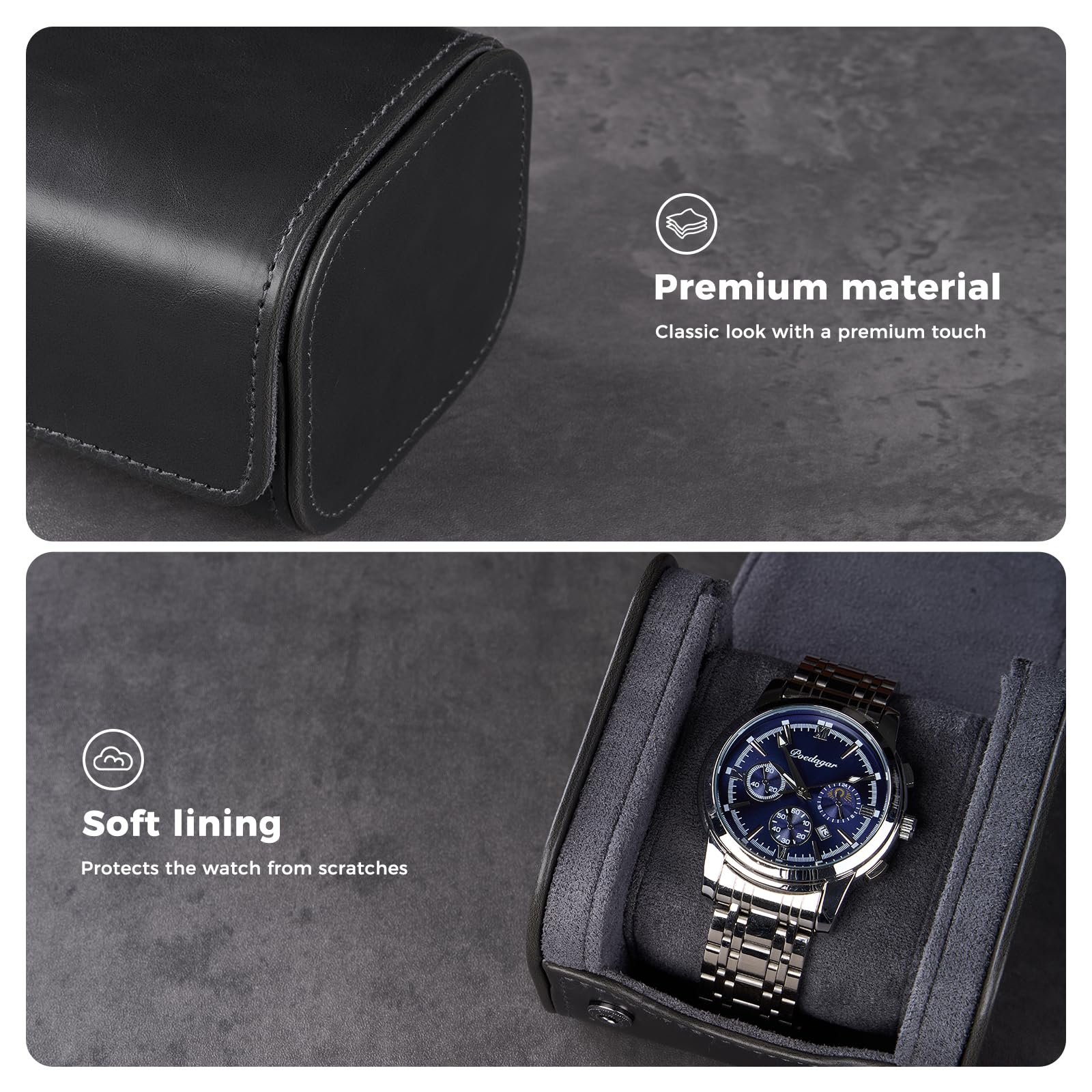 Portable PU Leather Watch Roll Box