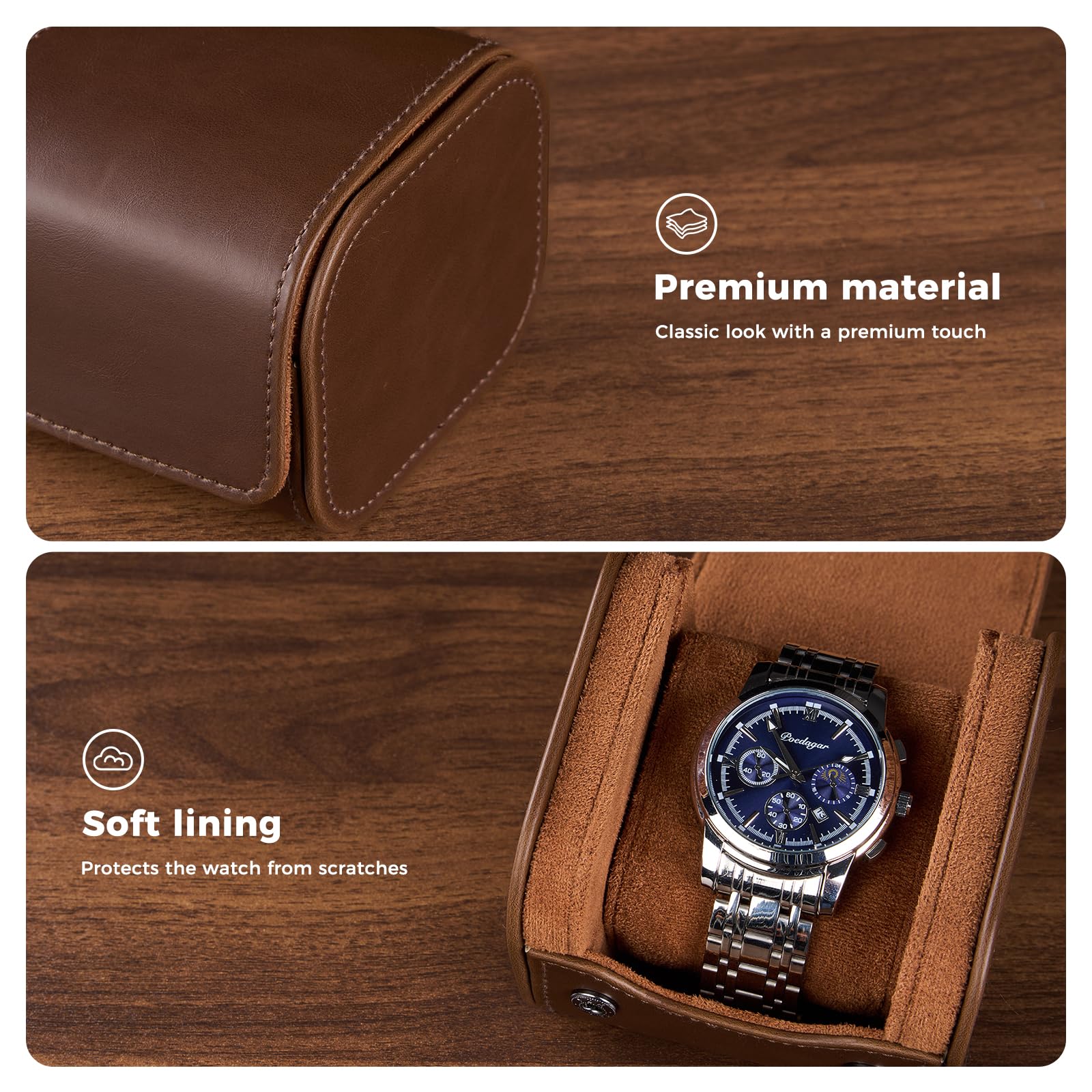 Portable PU Leather Watch Roll Box