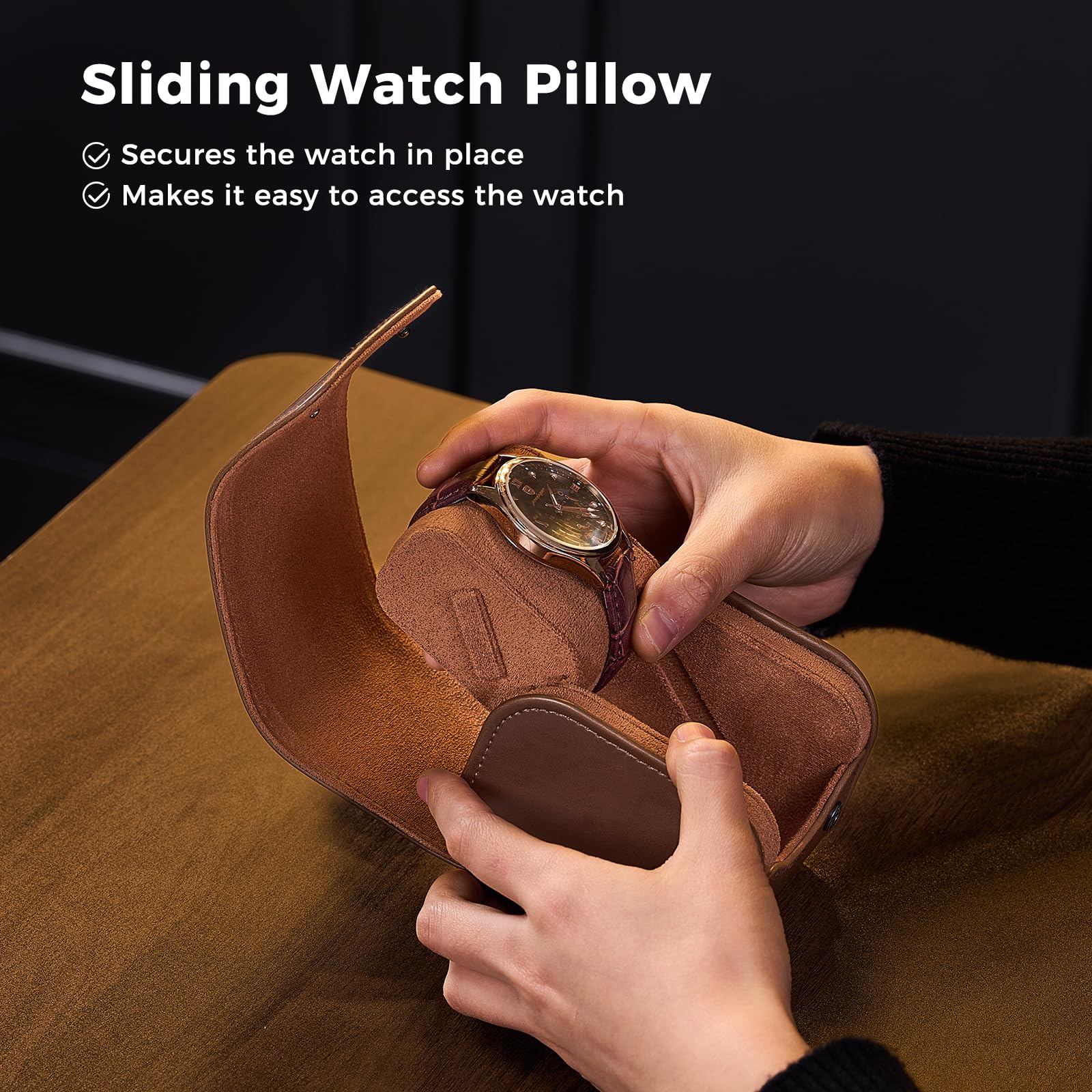 Portable PU Leather Watch Roll Box