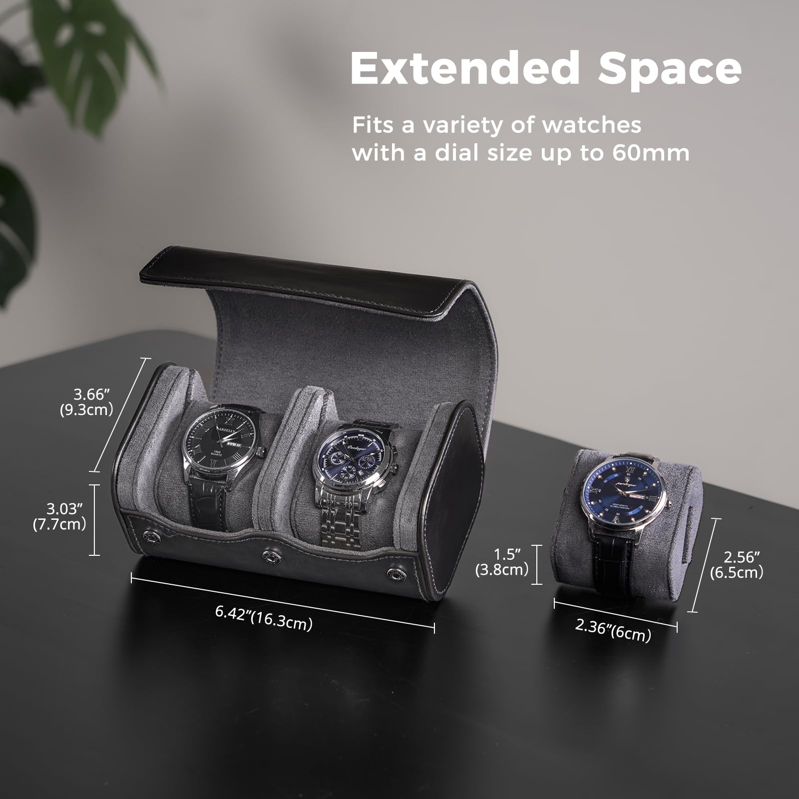 Portable PU Leather Watch Roll Box