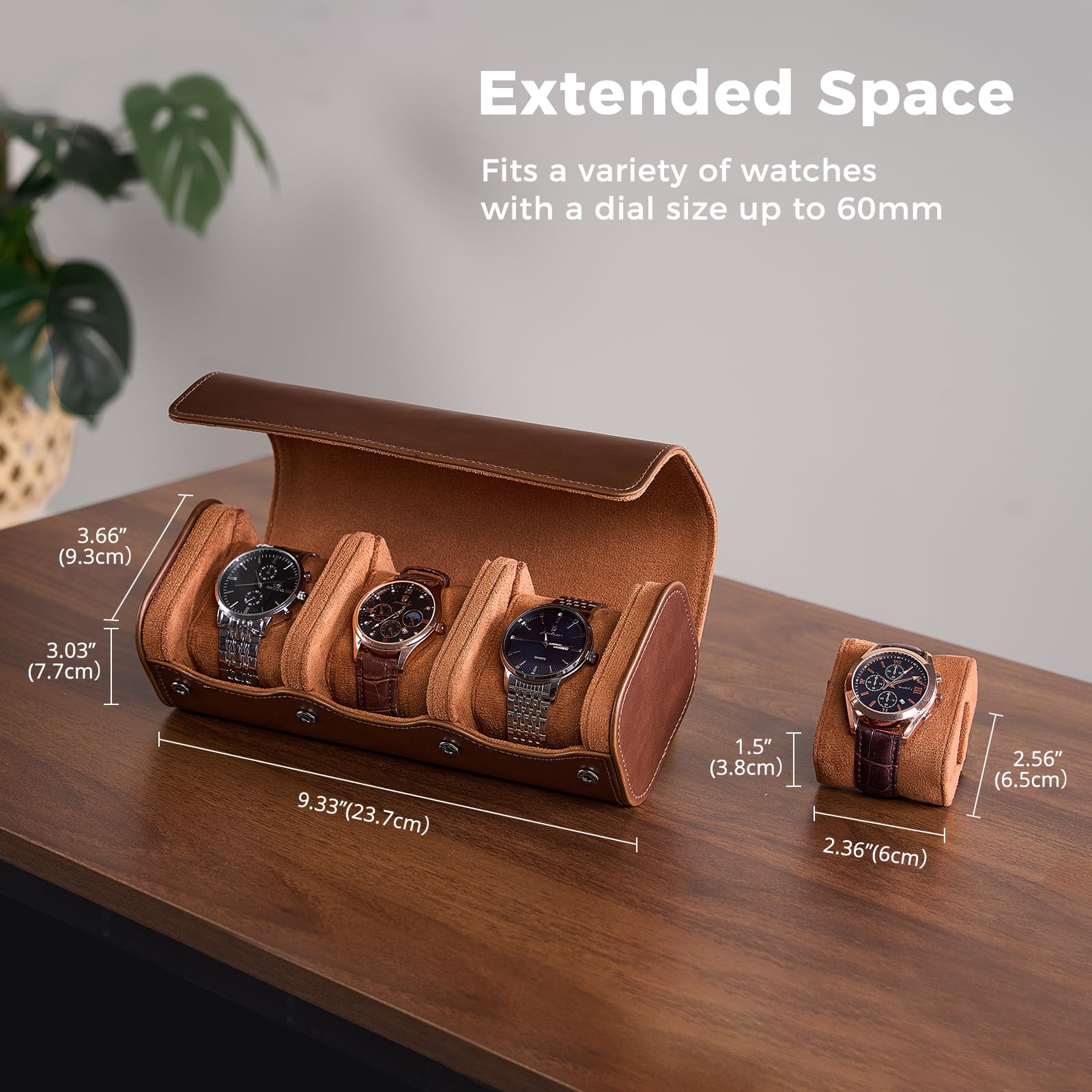 Portable PU Leather Watch Roll Box