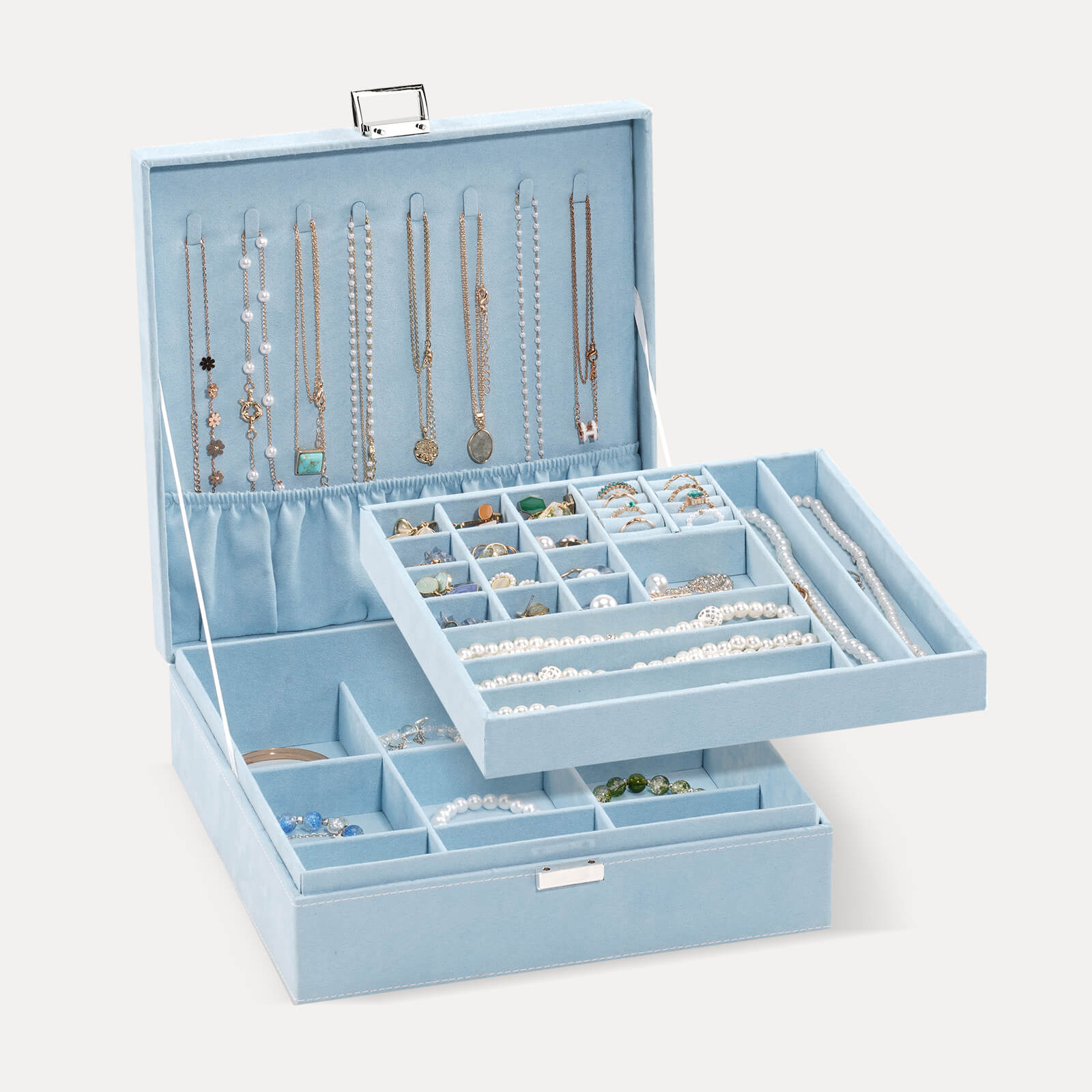 velvet jewelry box blue