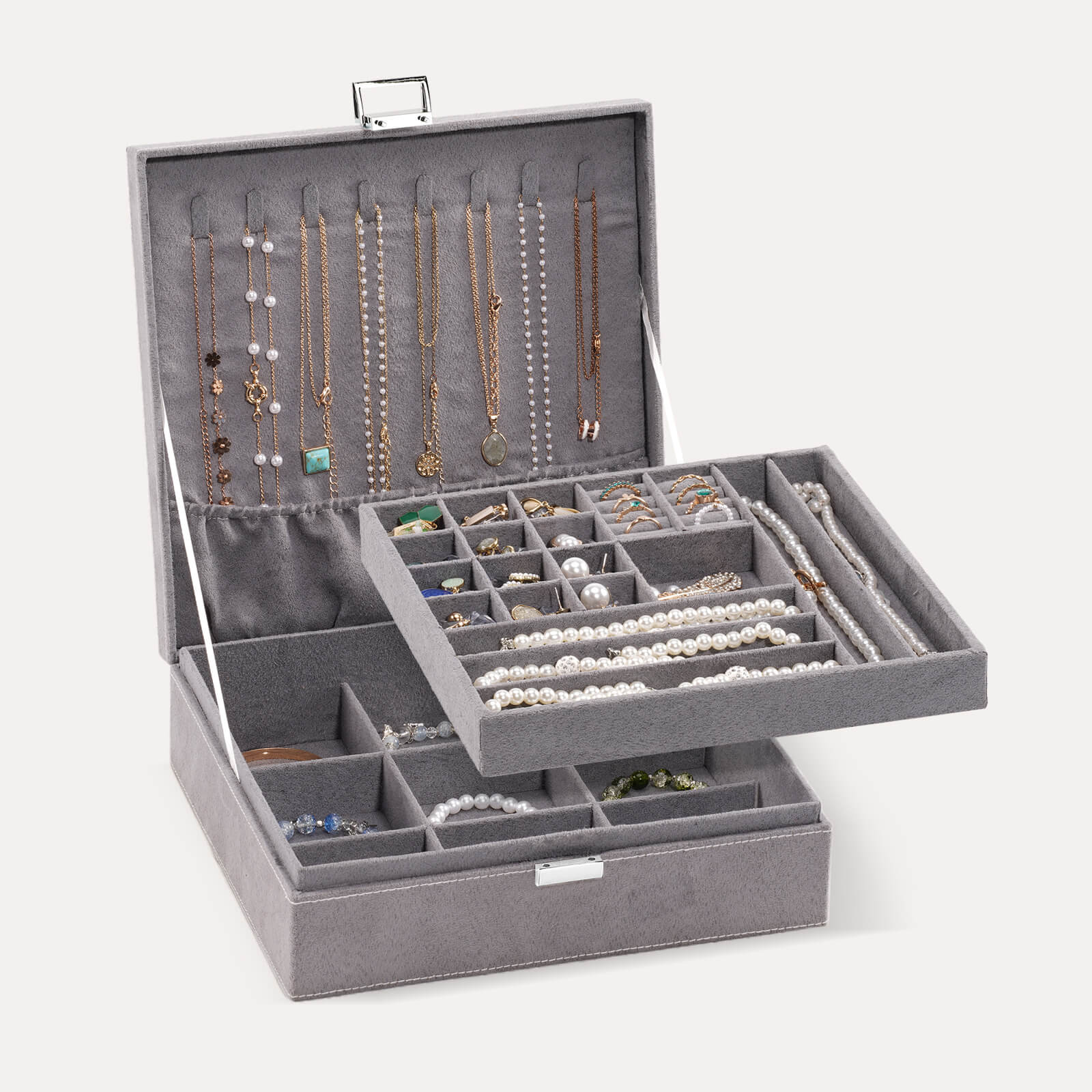 velvet jewelry box necklace box grey