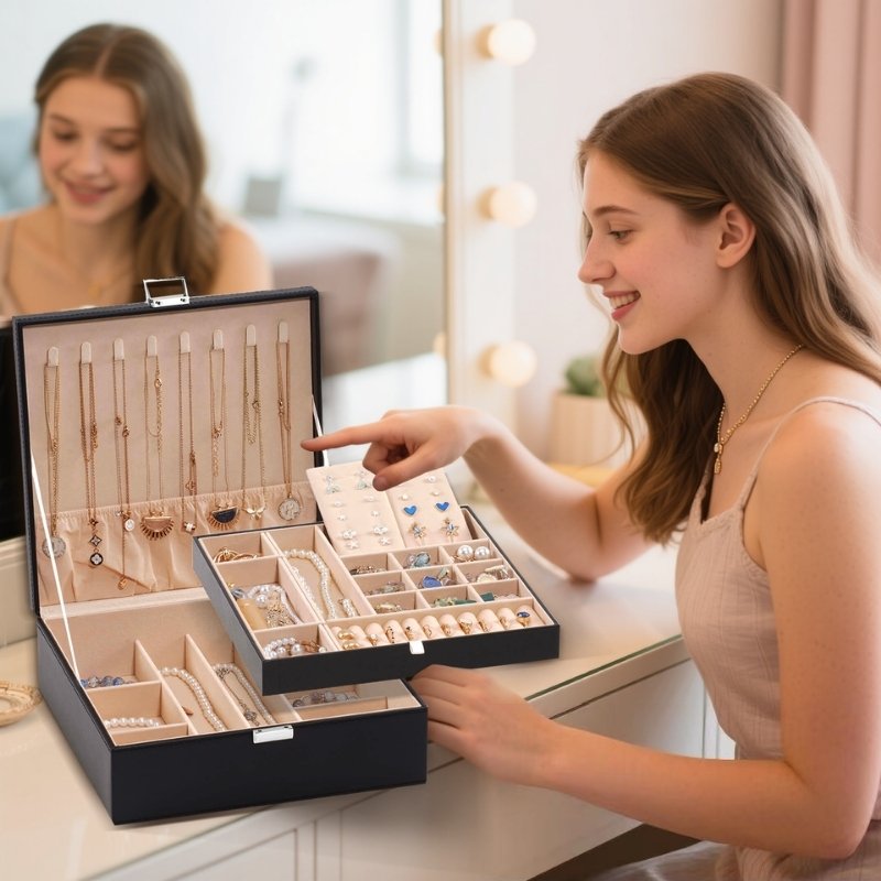 Large Leather Jewelry Box