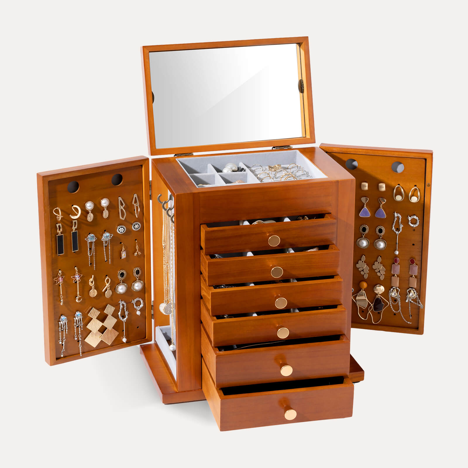 large wooden jewelry box brown