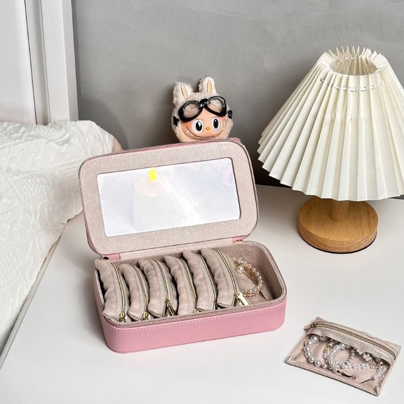 8 in 1 Travel Jewelry Case with Velvet Pouches