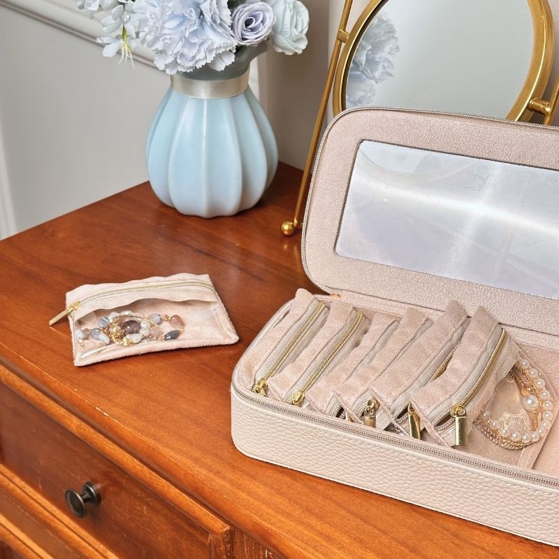 8 in 1 Travel Jewelry Case with Velvet Pouches