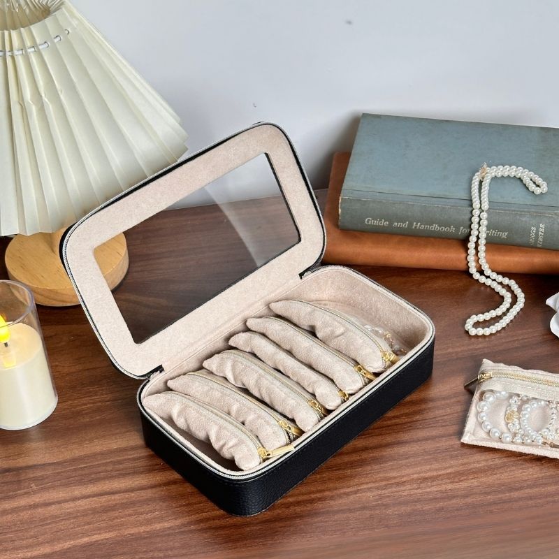 8 in 1 Travel Jewelry Case with Velvet Pouches