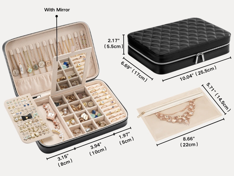 Travel Jewelry Organizer Box with Mirror