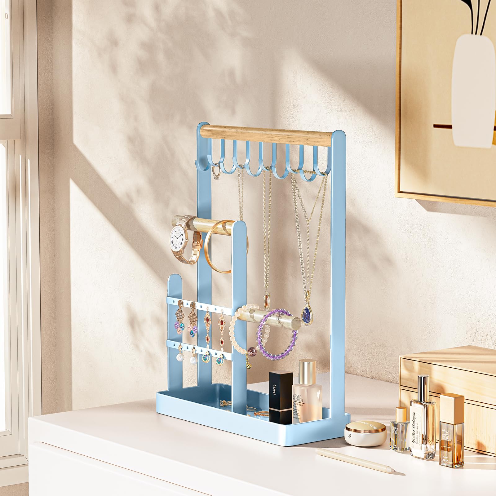 Jewelry Organizer Stand with Ring Tray