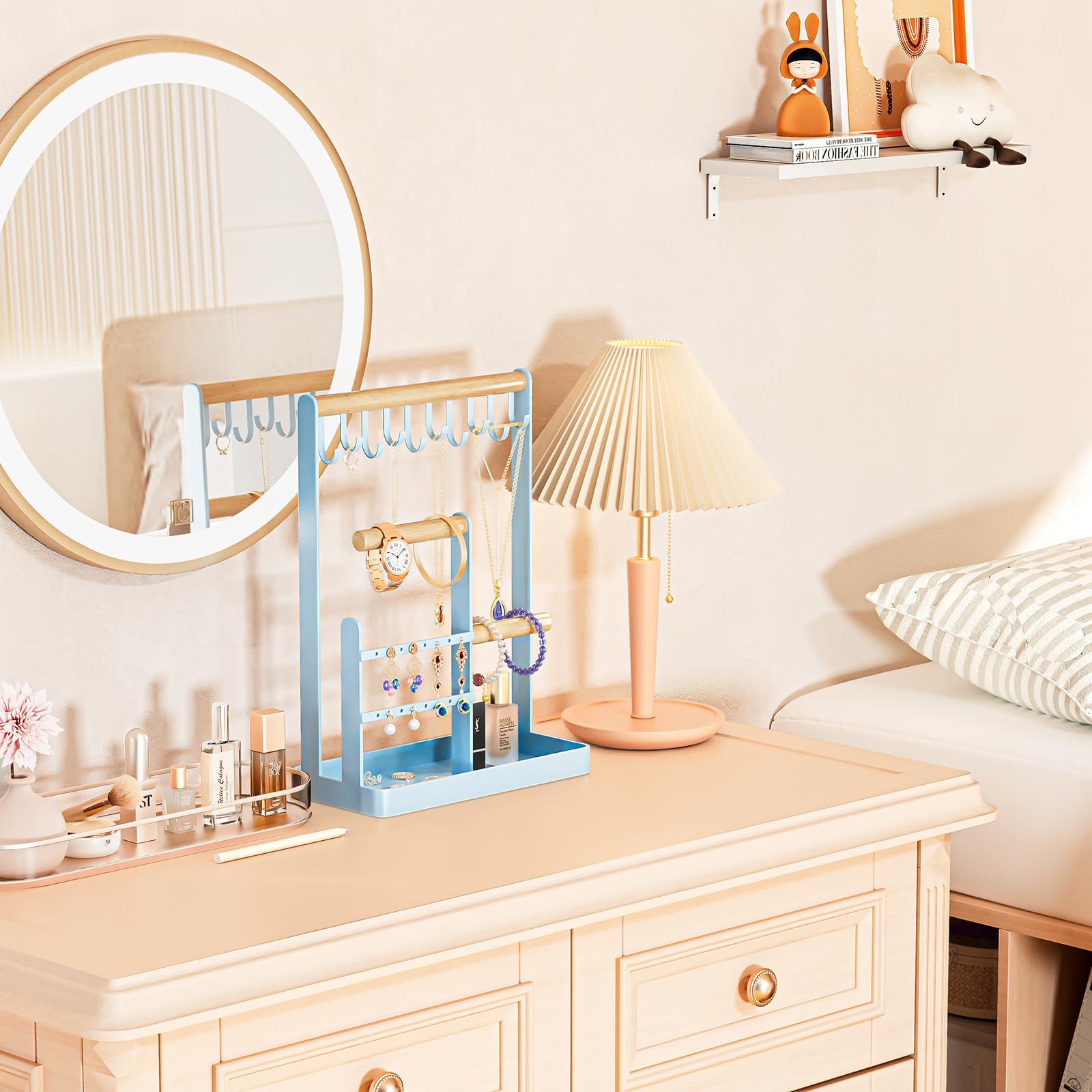 Jewelry Organizer Stand with Ring Tray