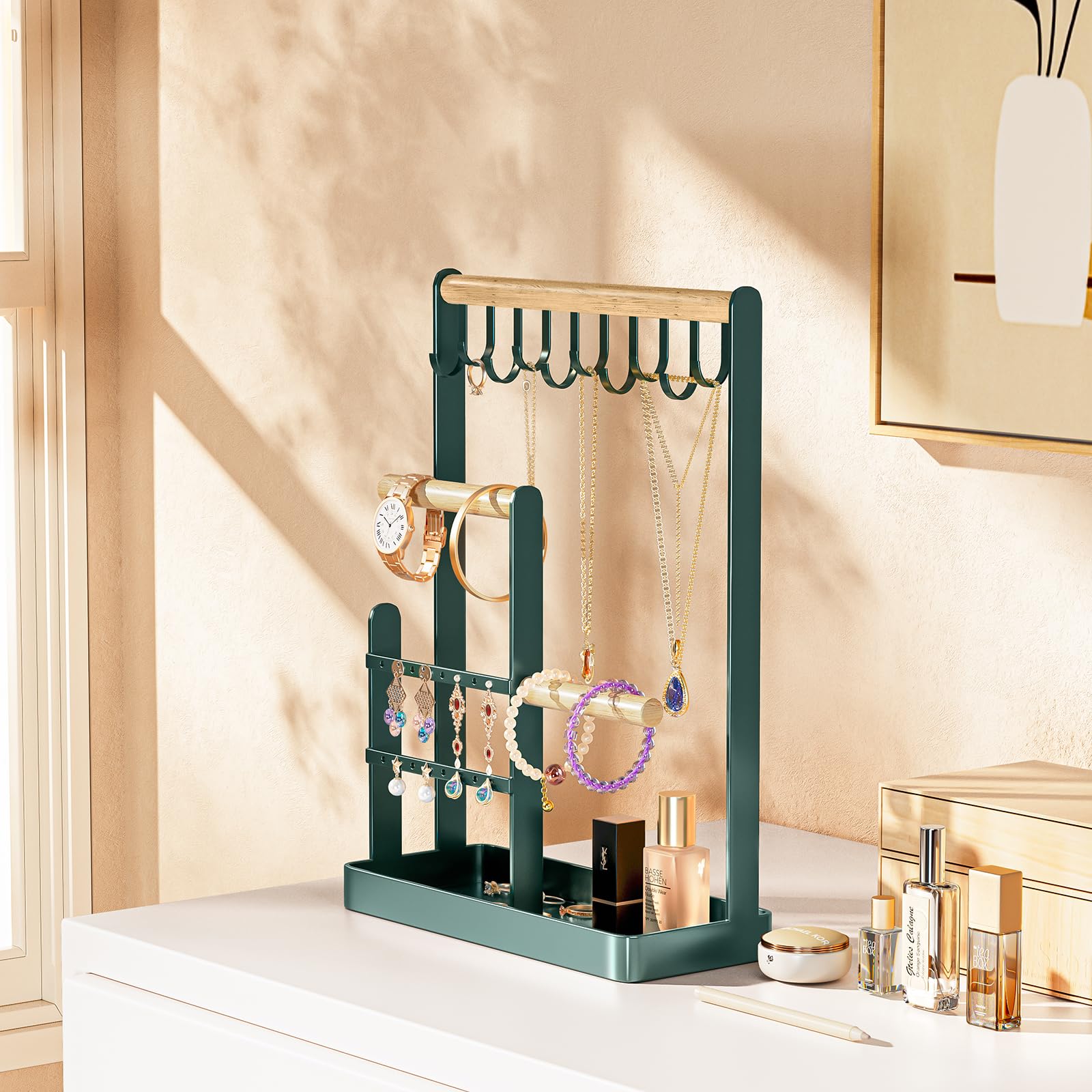 Jewelry Organizer Stand with Ring Tray