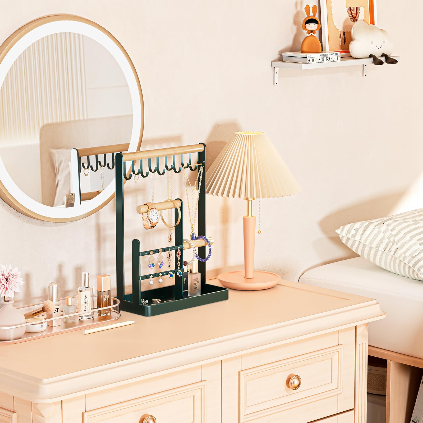 Jewelry Organizer Stand with Ring Tray