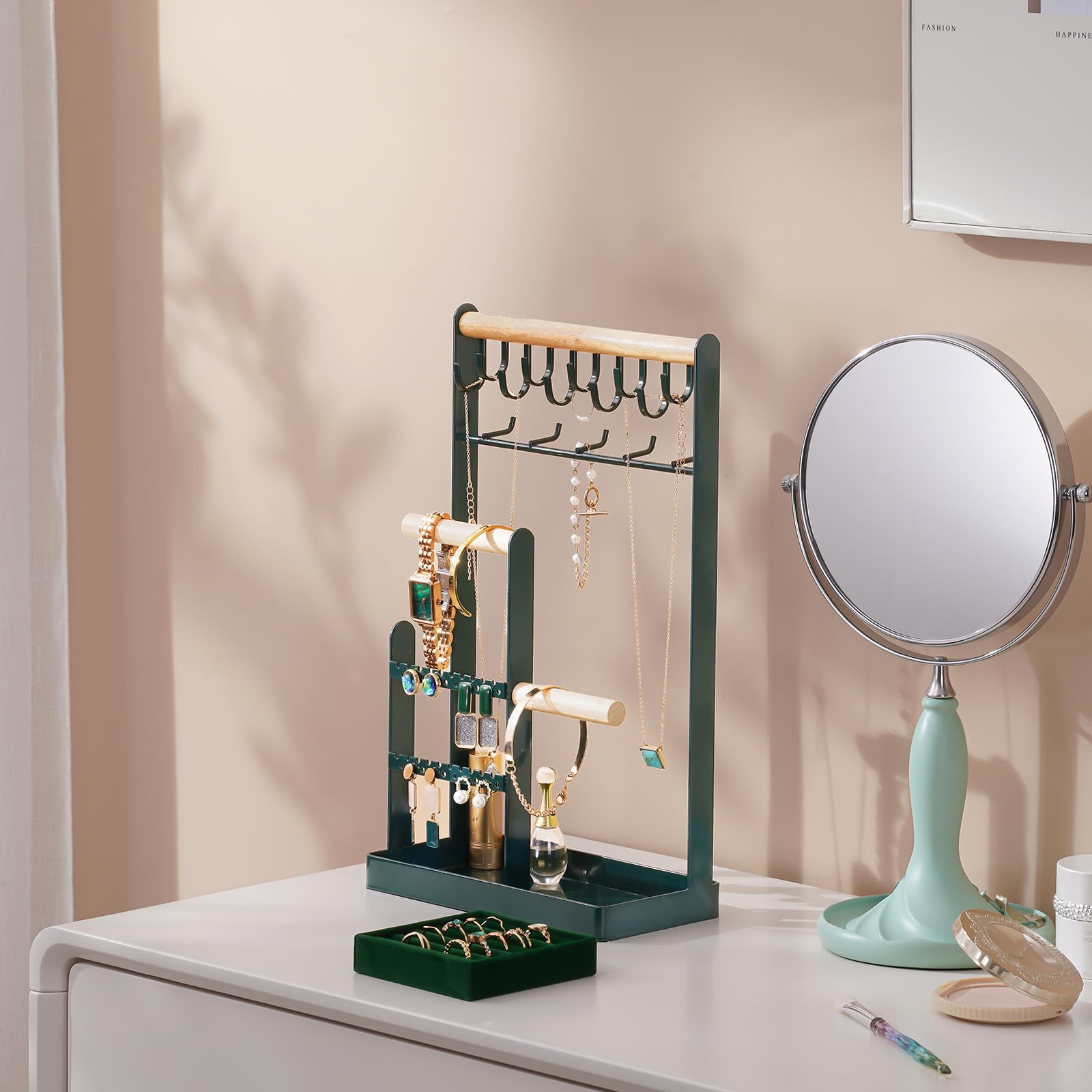 Jewelry Organizer Stand with Ring Tray