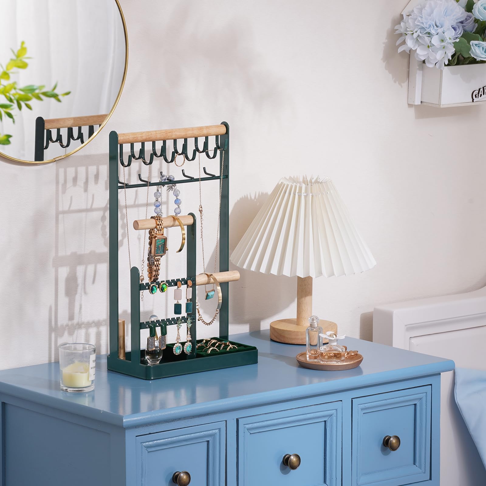 Jewelry Organizer Stand with Ring Tray