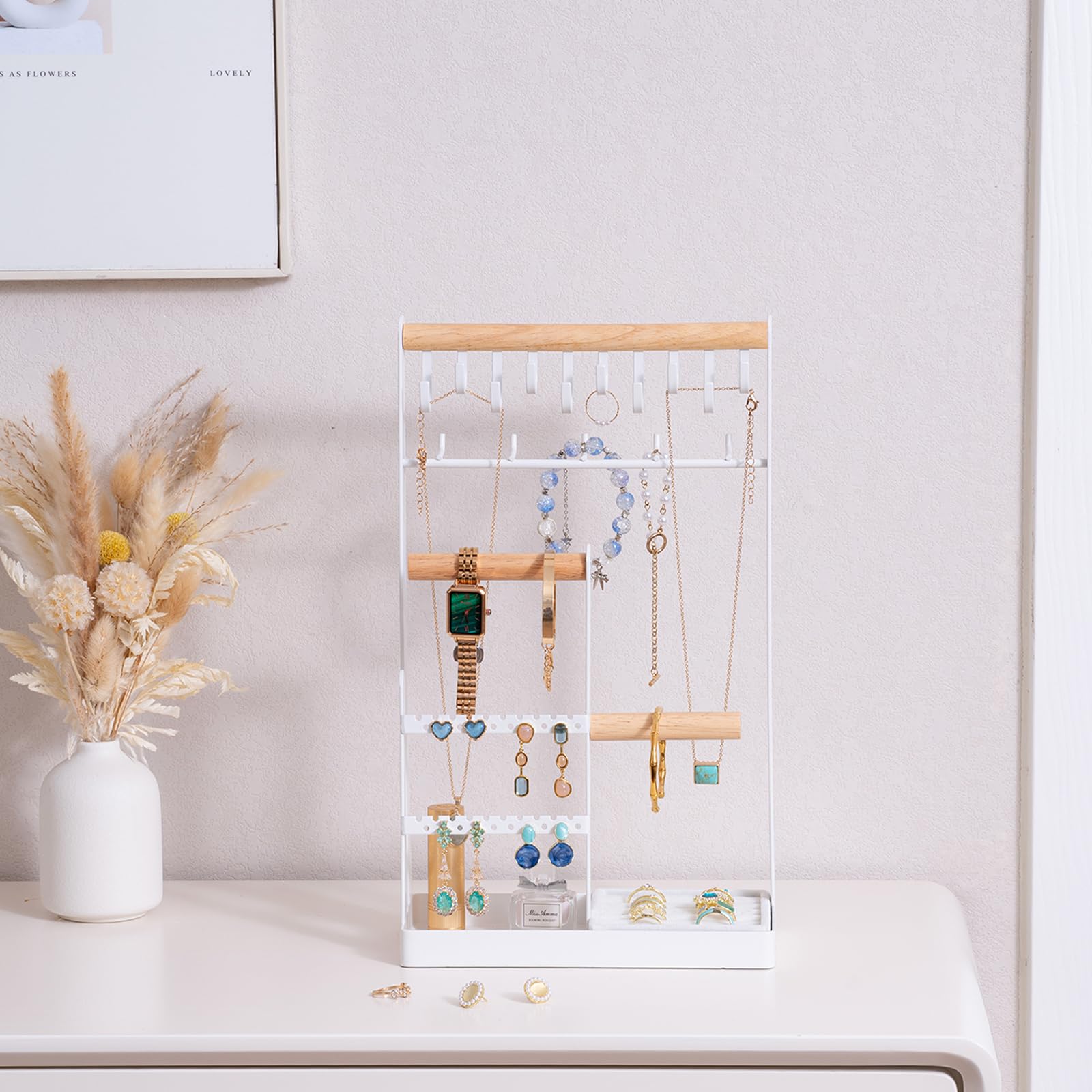 Jewelry Organizer Stand with Ring Tray
