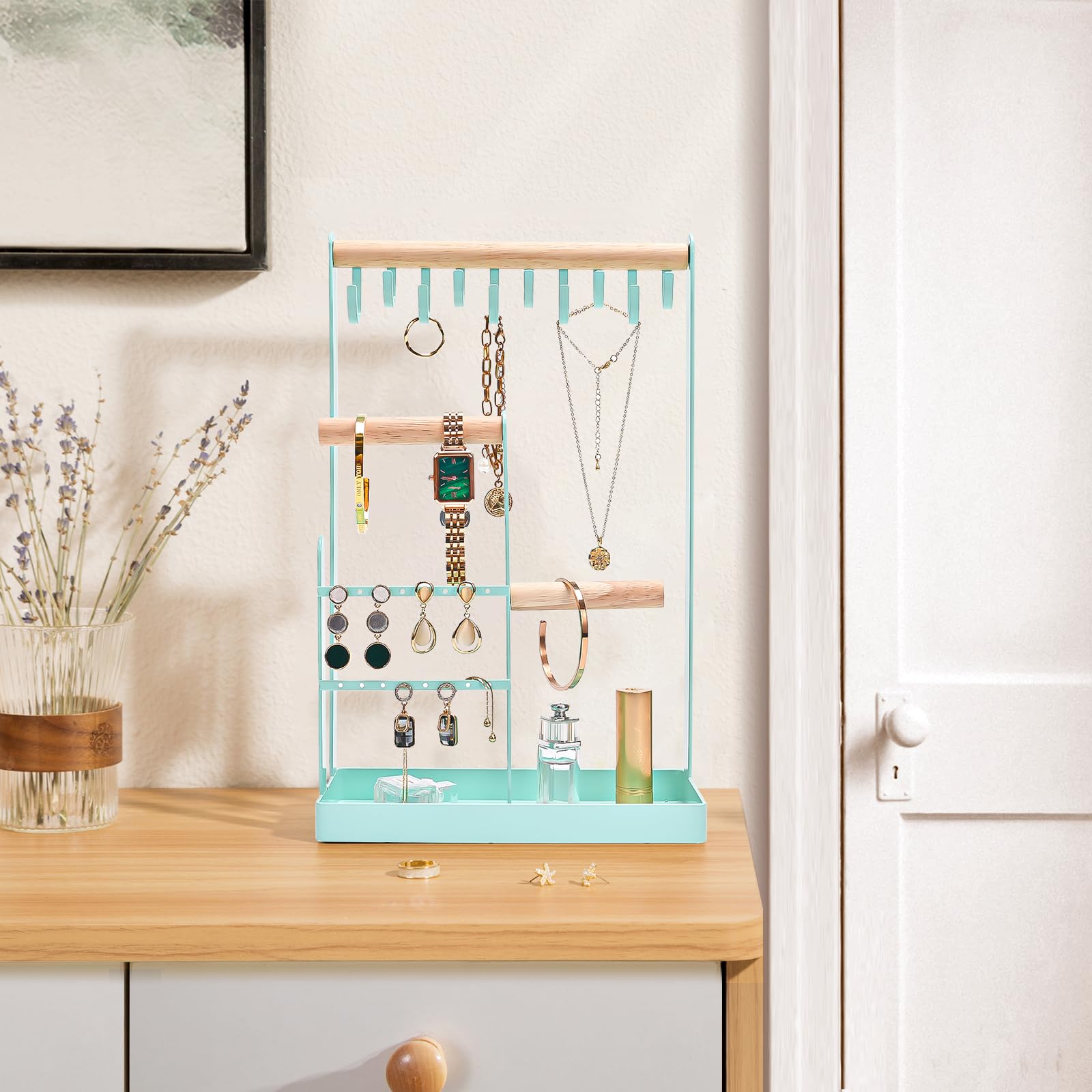 Jewelry Organizer Stand with Ring Tray