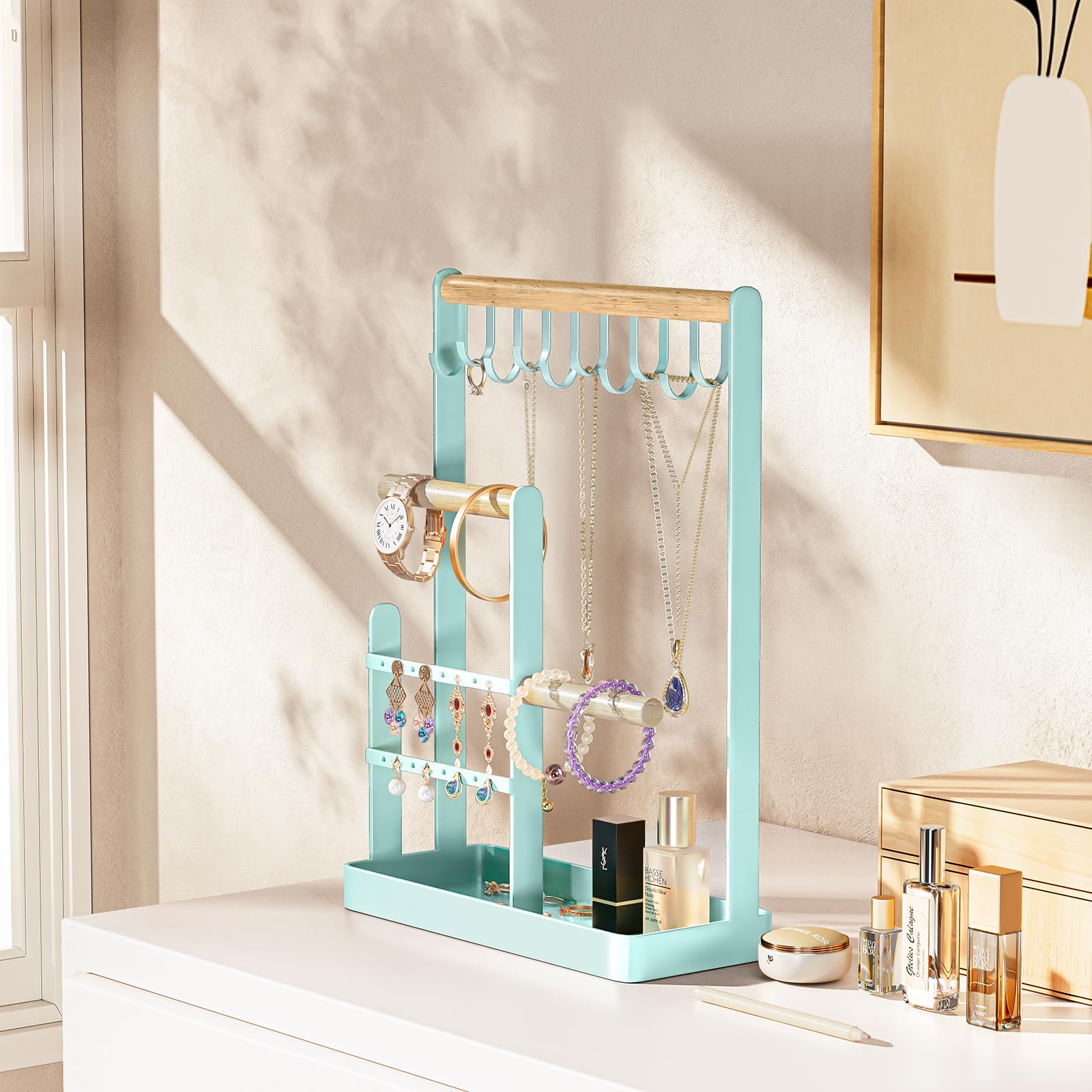 Jewelry Organizer Stand with Ring Tray