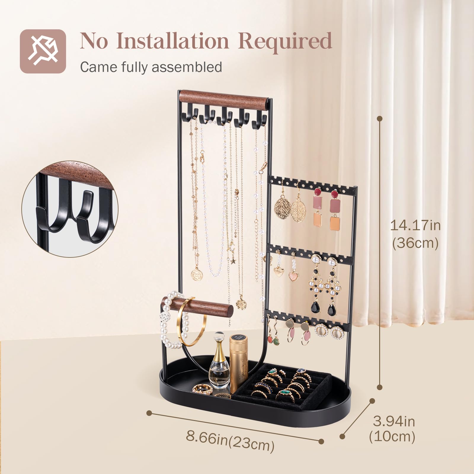 Jewelry Stand with Velvet Ring Tray