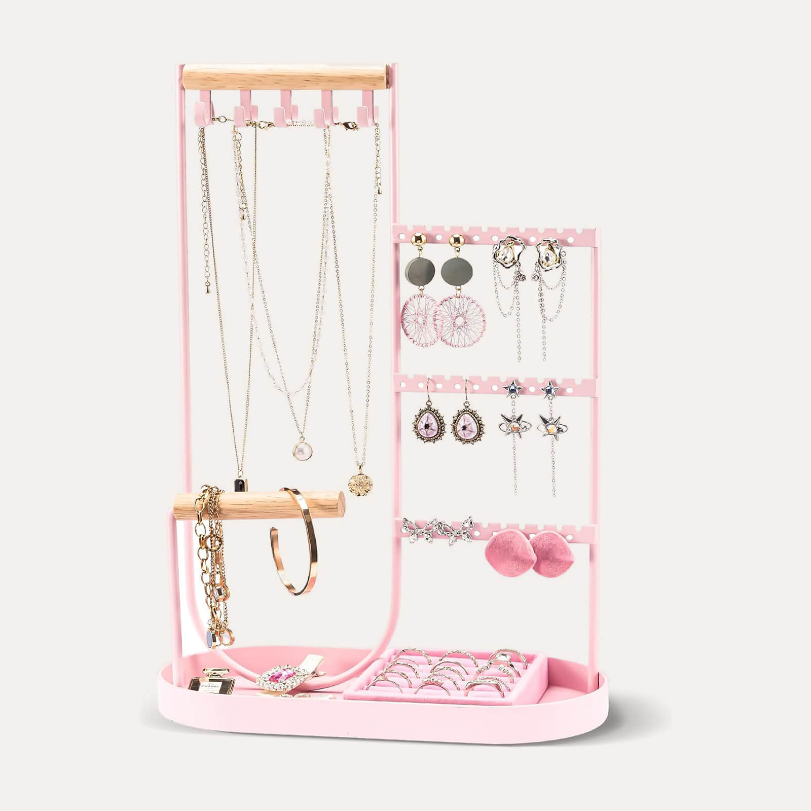 jewelry stand with tray pink
