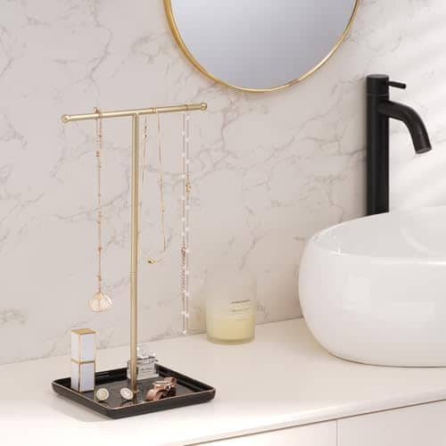 golden necklack tree for jewelry stand