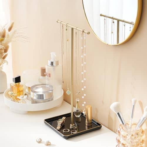 golden necklack tree for jewelry stand