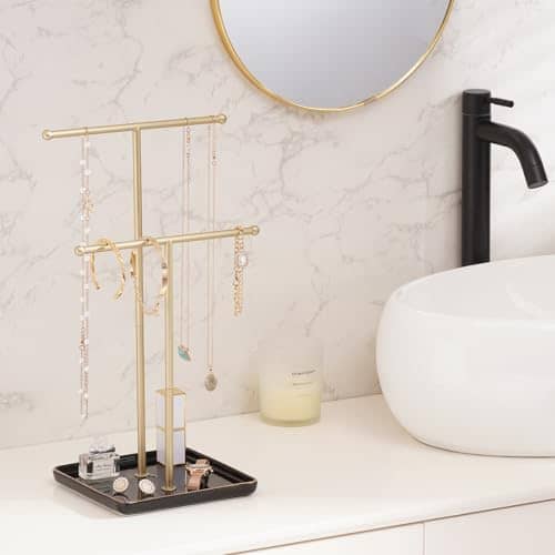 golden necklack tree for jewelry stand