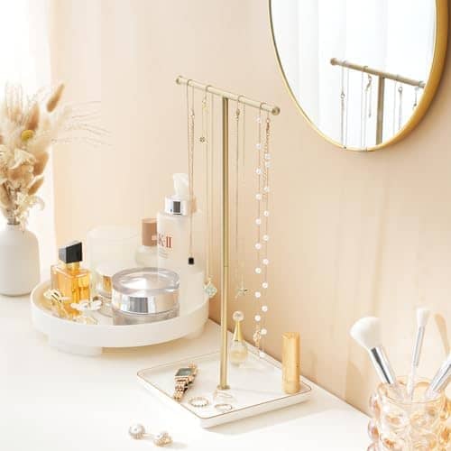 golden necklack tree for jewelry stand