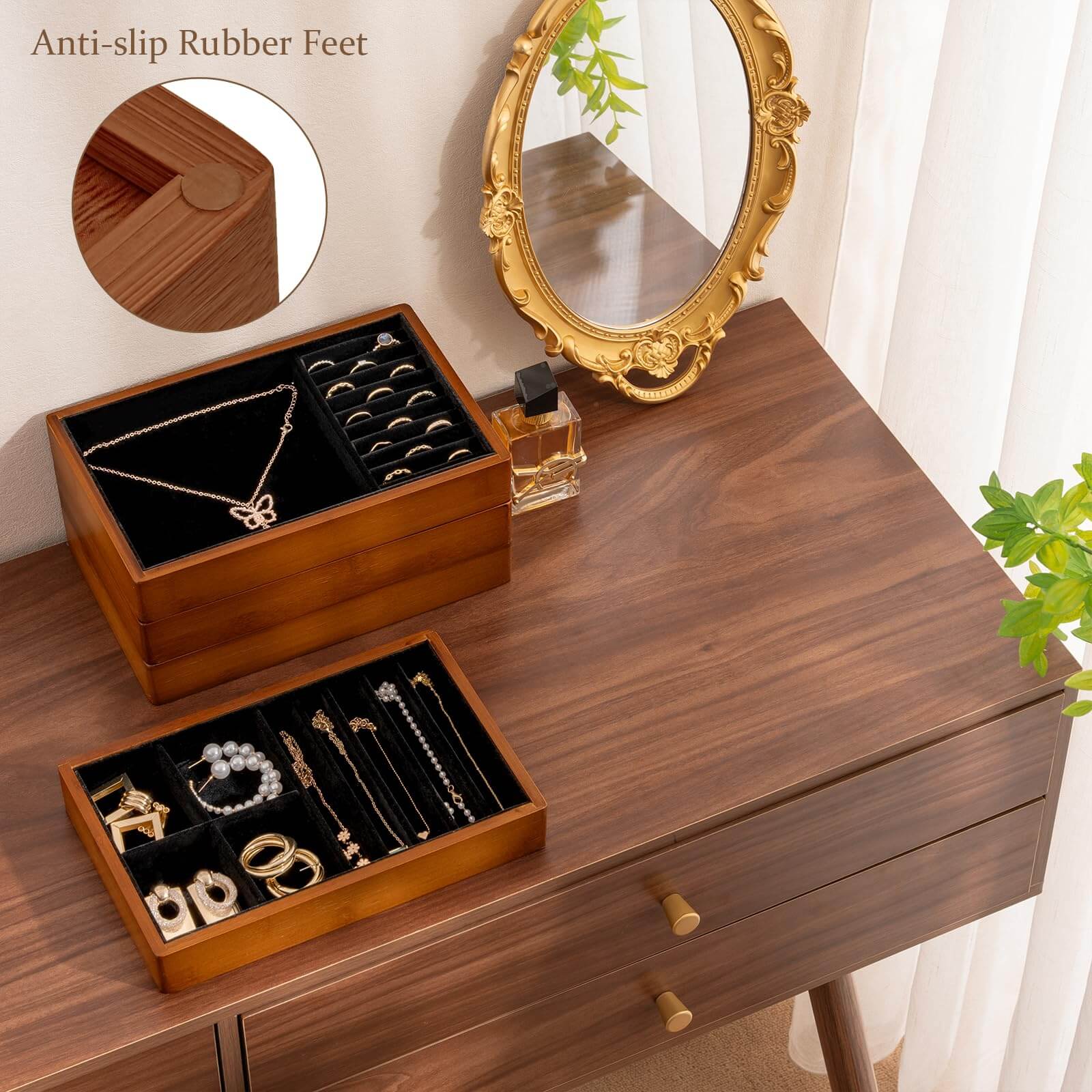 Bamboo Stackable Jewelry Organizer Tray