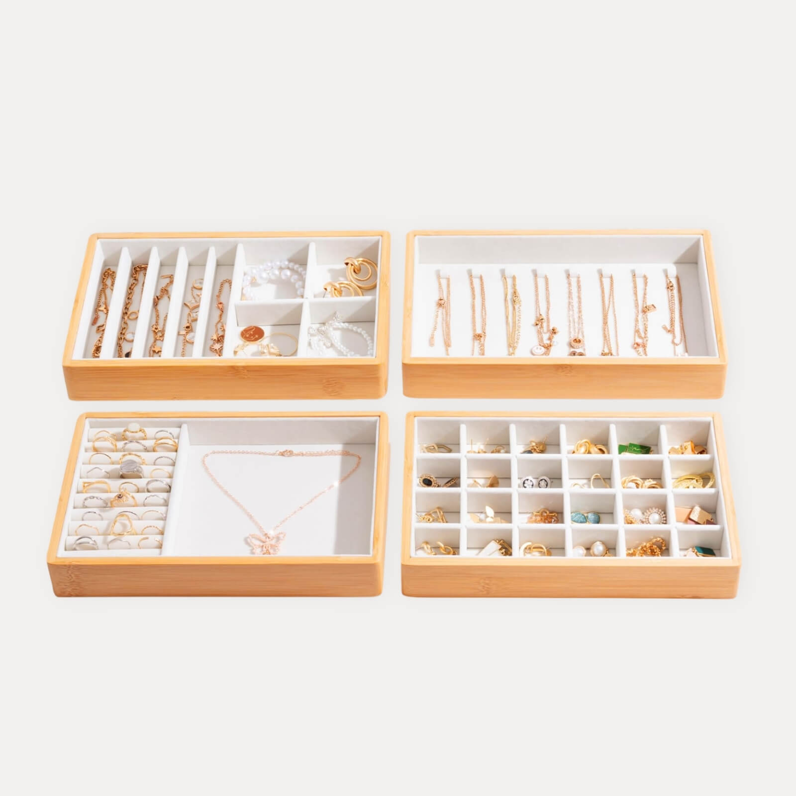 Bamboo Stackable Jewelry Organizer Tray