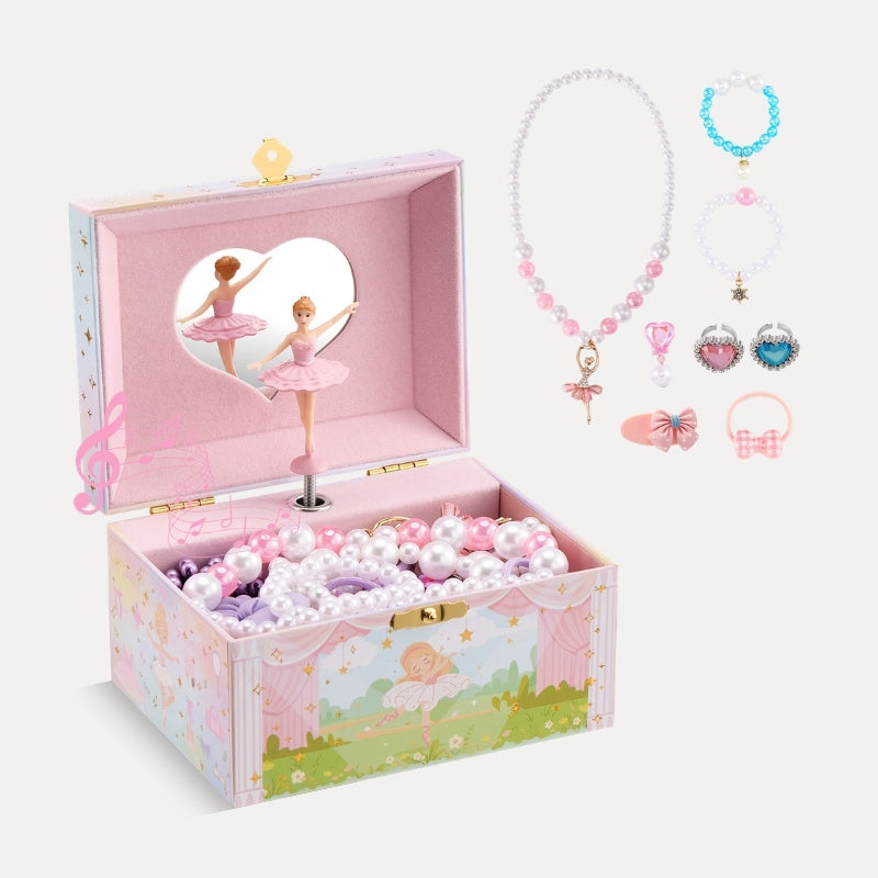 Ballerina musical jewelry box for girls with optional jewelry set