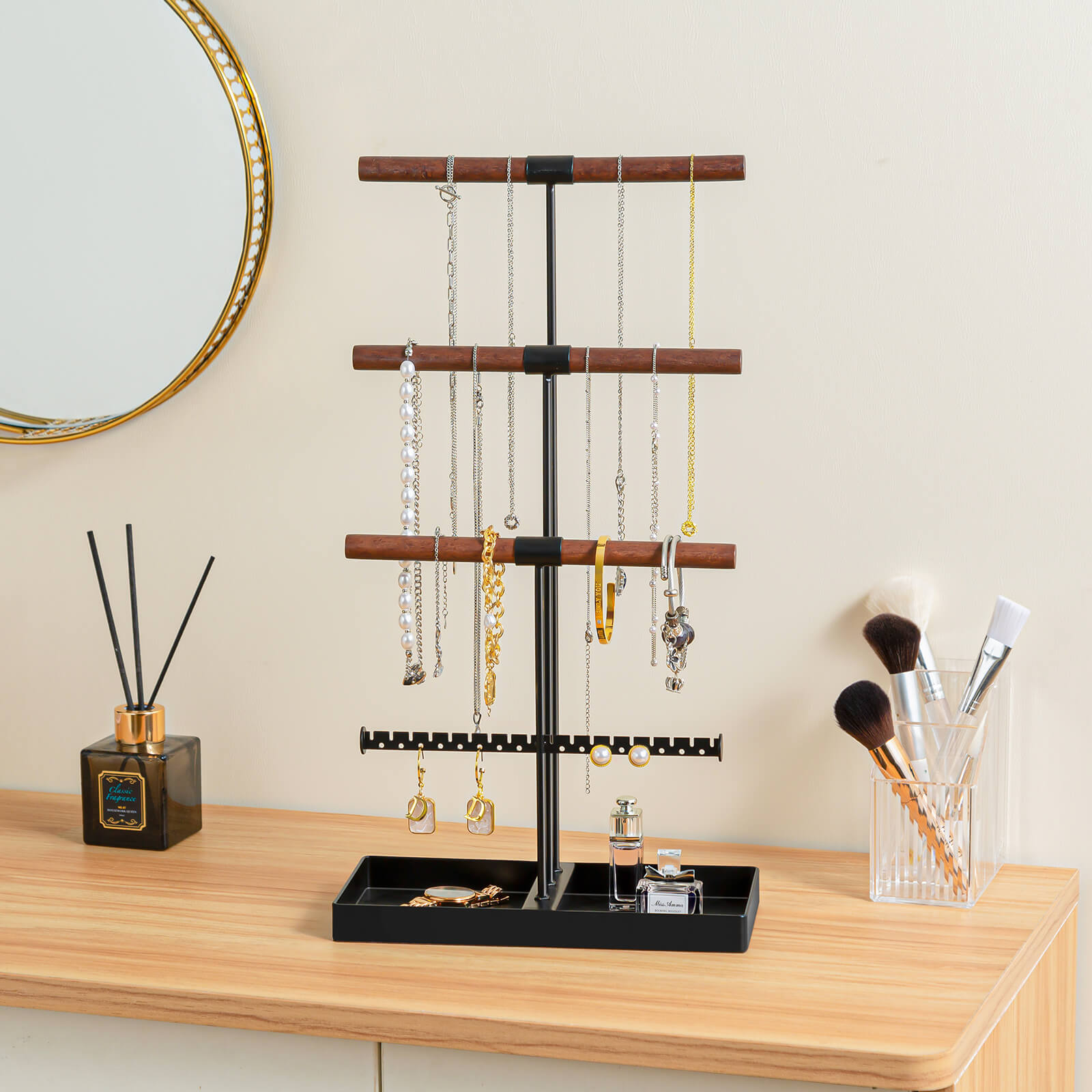 Jewelry Holder with Metal Tray (4 Tier)