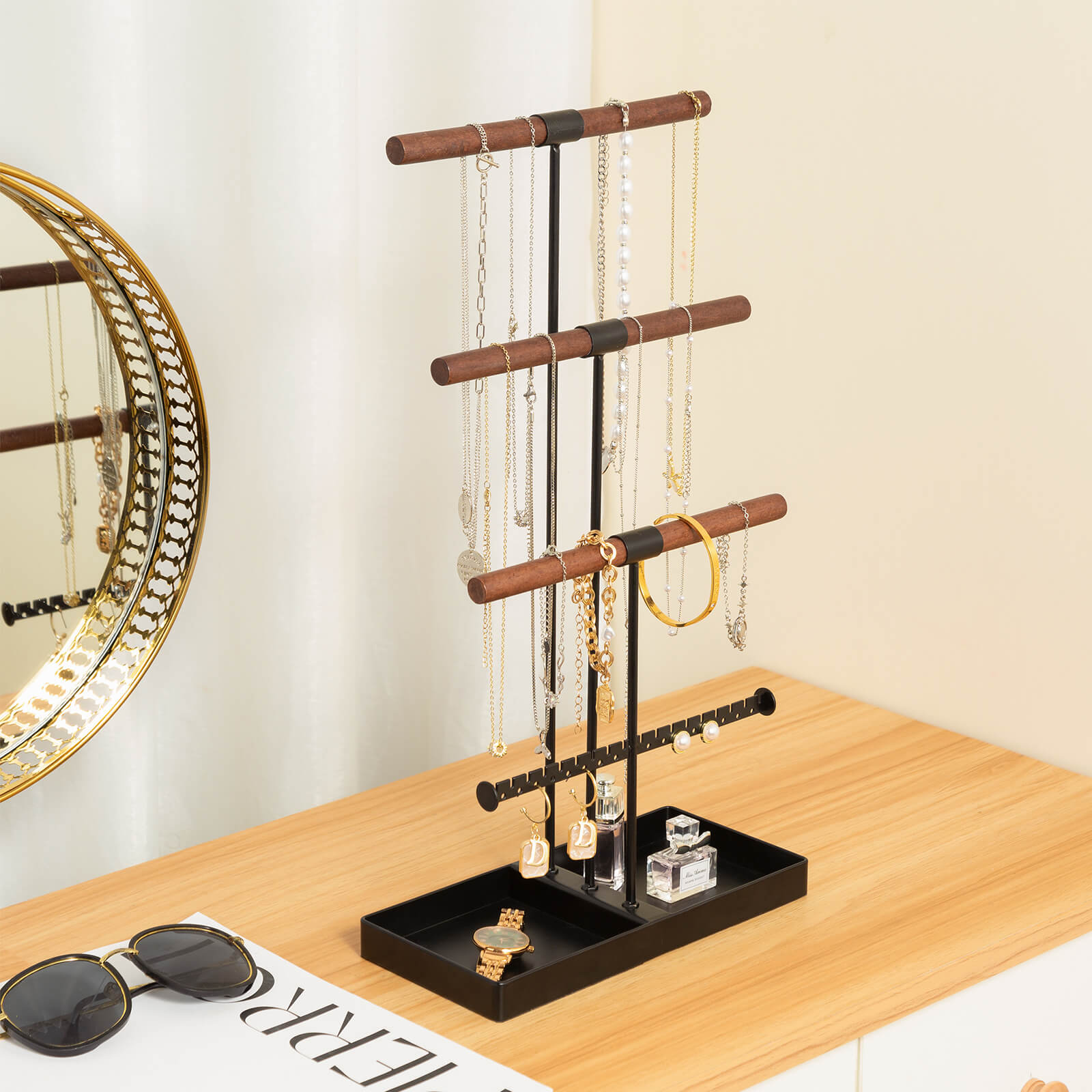 Jewelry Holder with Metal Tray (4 Tier)