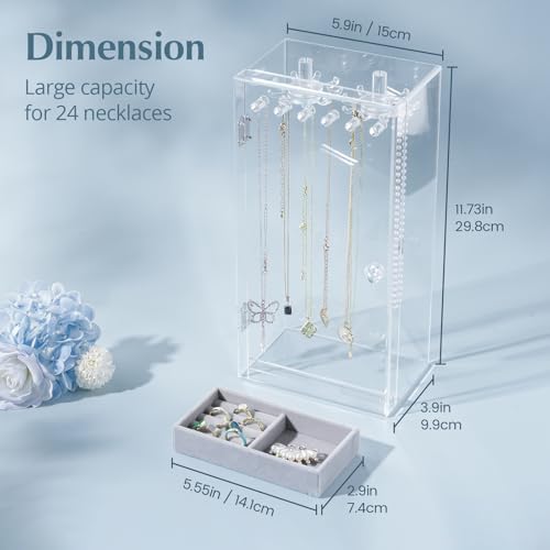 Acrylic Jewelry Organizer with 24 Hooks