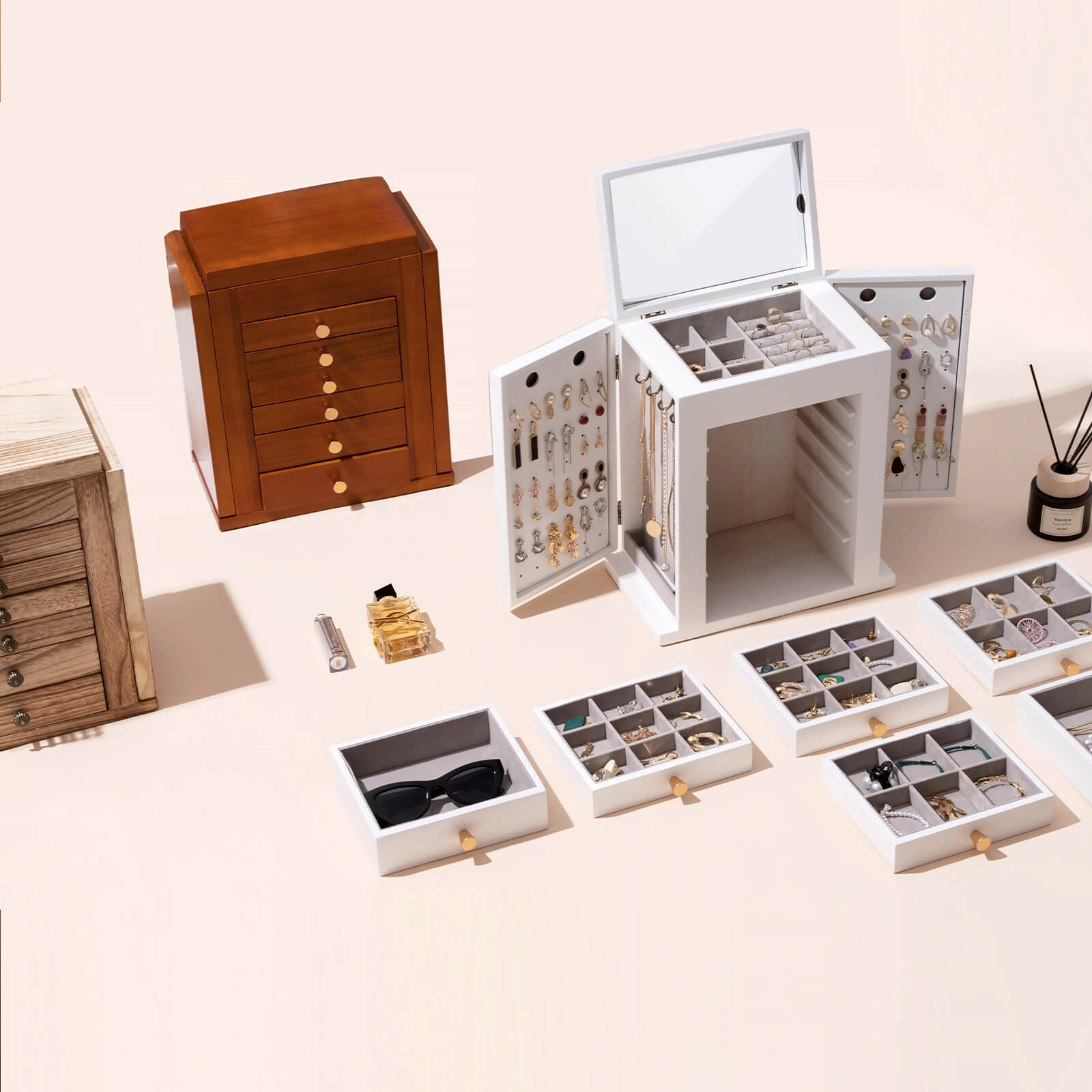 large wooden jewelry box for women